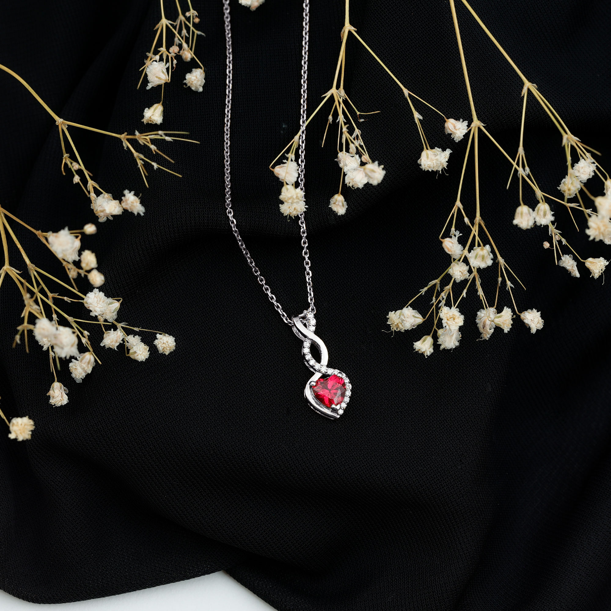 thumbnail video image 2 of Rosec Jewels - Lab Grown Ruby Heart Necklace with Moissanite | AAAA Quality Ruby Promise Necklace - Ideal Gift for Women, 2 of 6