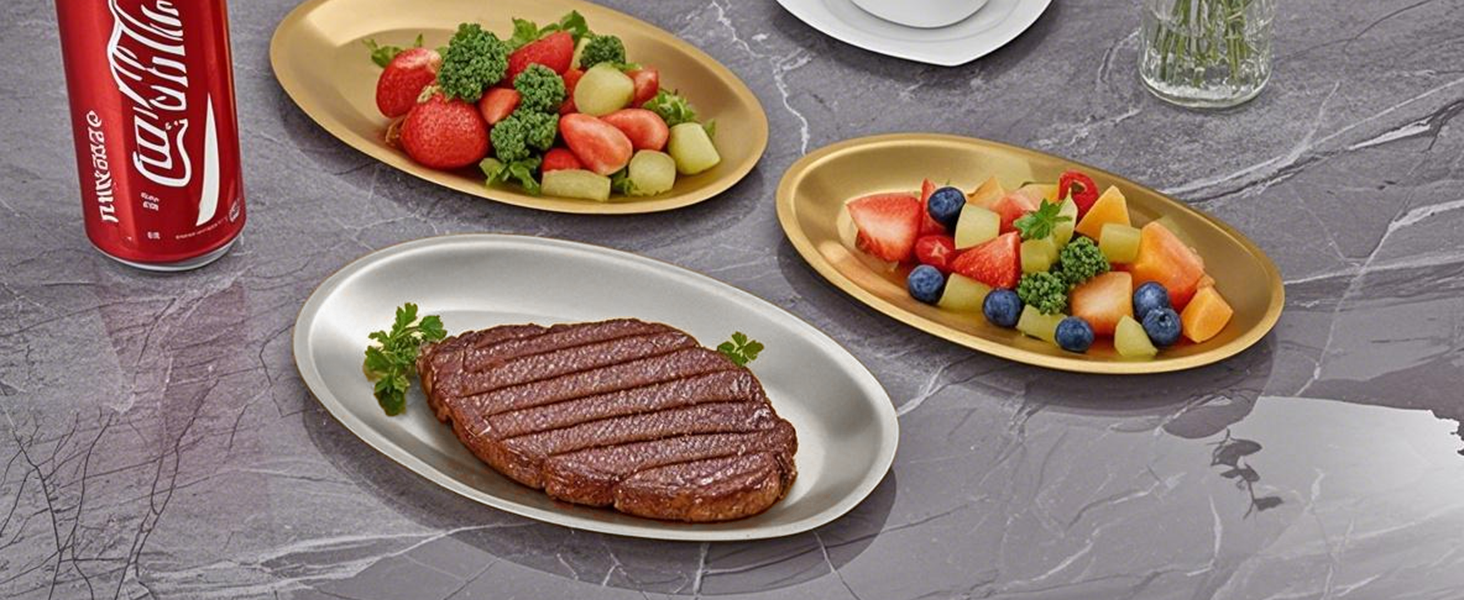 thumbnail video image 2 of SANQIAHOME 10.9x6.7 Inch Thick Stainless Steel Dinner Plate 2-Piece Set, Egg-Shaped Appetizer Plate,Silver, 2 of 10