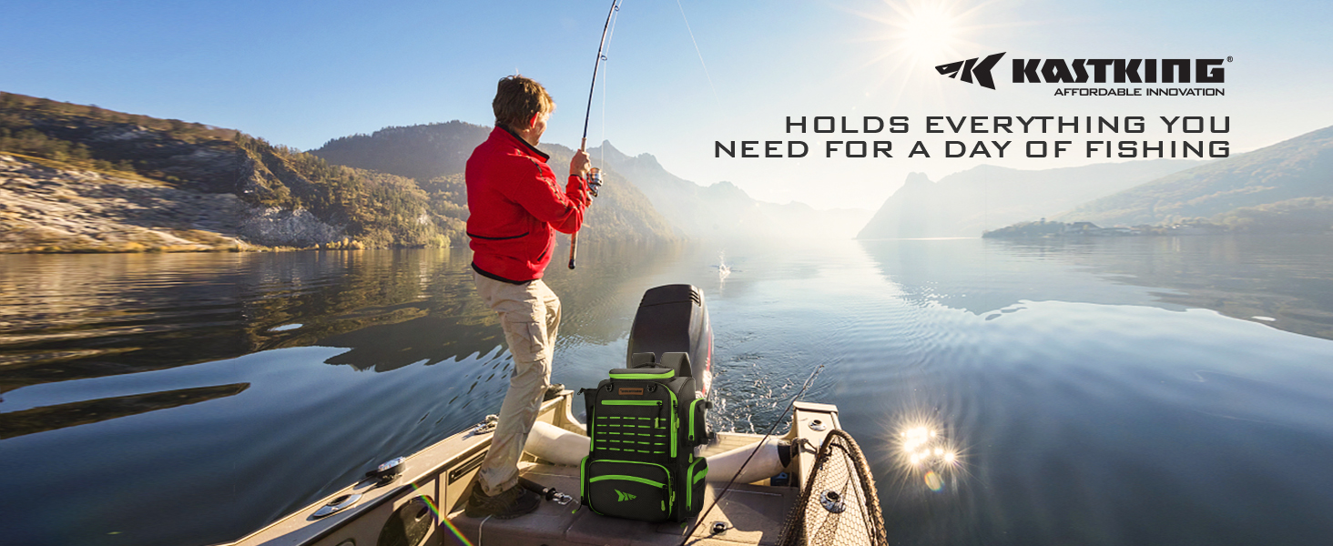 thumbnail video image 2 of KastKing Bait Boss Fishing Tackle Backpack with Rod Holders 4 Tackle Boxes, 2 of 9