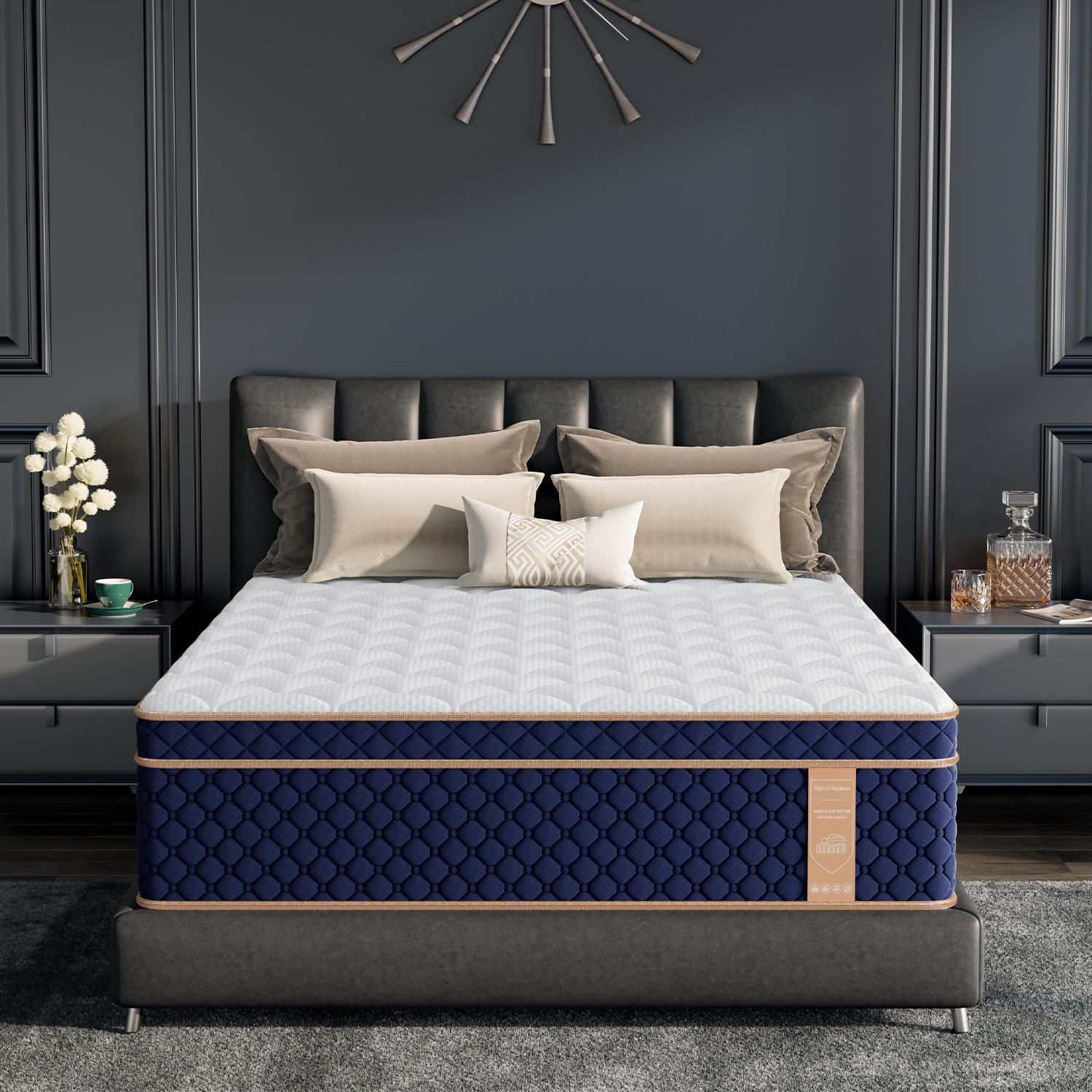 thumbnail video image 2 of 14 Inch King Mattress, Hybrid Mattresses in a Box with Gel Memory Foam, Pressure Relief & Medium Firm with Strong Edge Support, CertiPUR-US Certified, Fiberglass-Free, 2 of 12