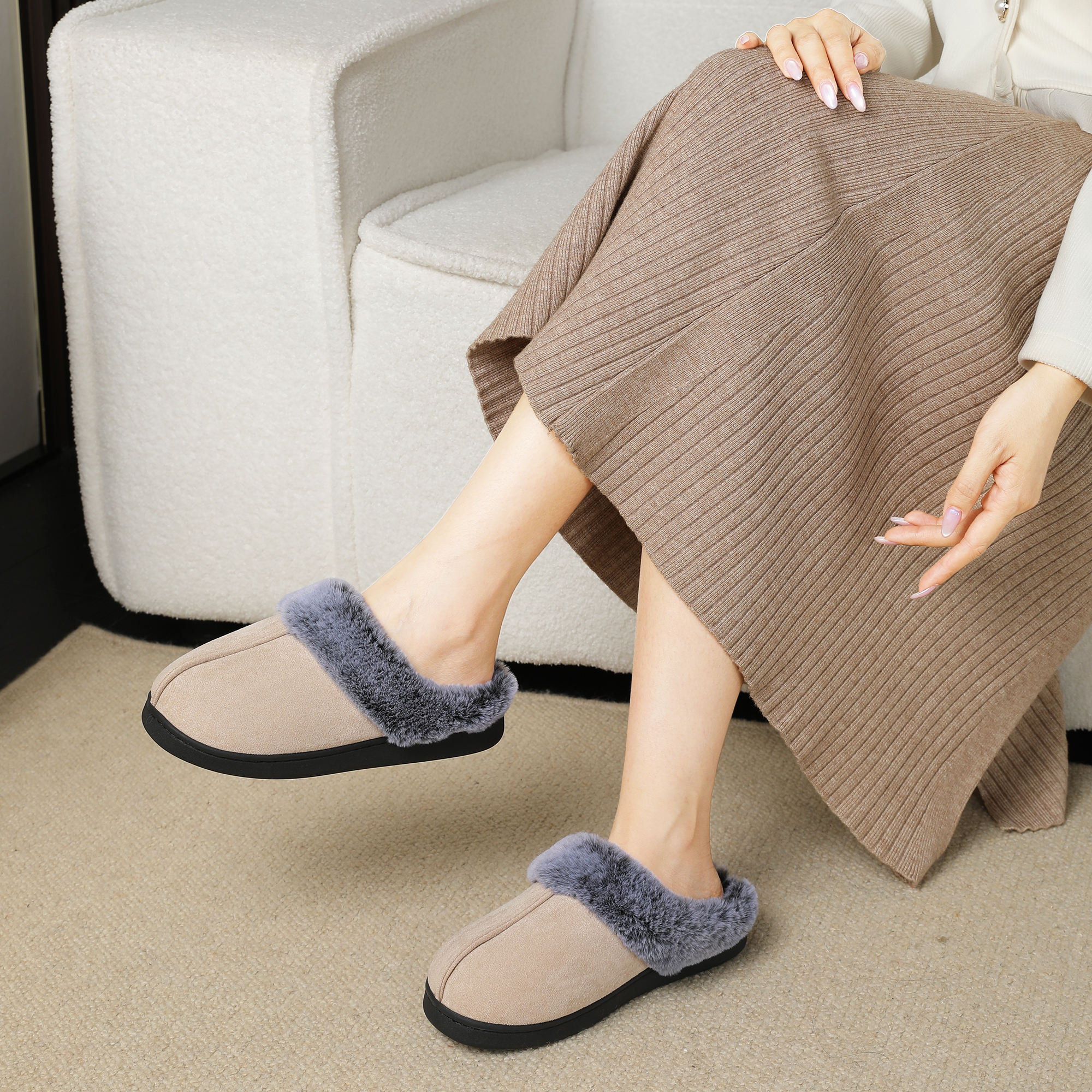 thumbnail video image 2 of Northblanc Women's Fuzzy Memory Foam Slippers Fluffy Winter House Shoes Indoor and Outdoor, 2 of 8