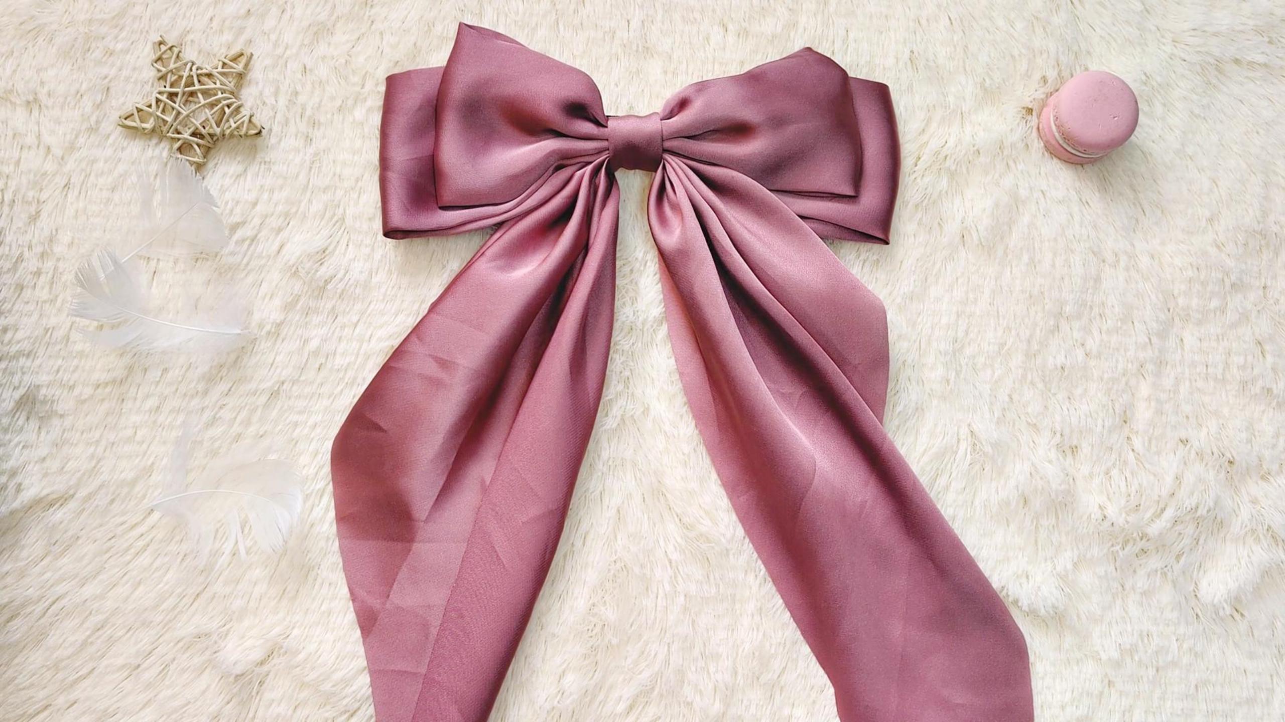 thumbnail video image 2 of Big Hair Bows for Women, 8Pcs Big Hair Ribbon with Long Tail, Long Silky Satin Hair Clip for Girls, Colorful French Style Barrettes Large Hair Accessories, Cute Gifts for Little Girl Womens, 2 of 8