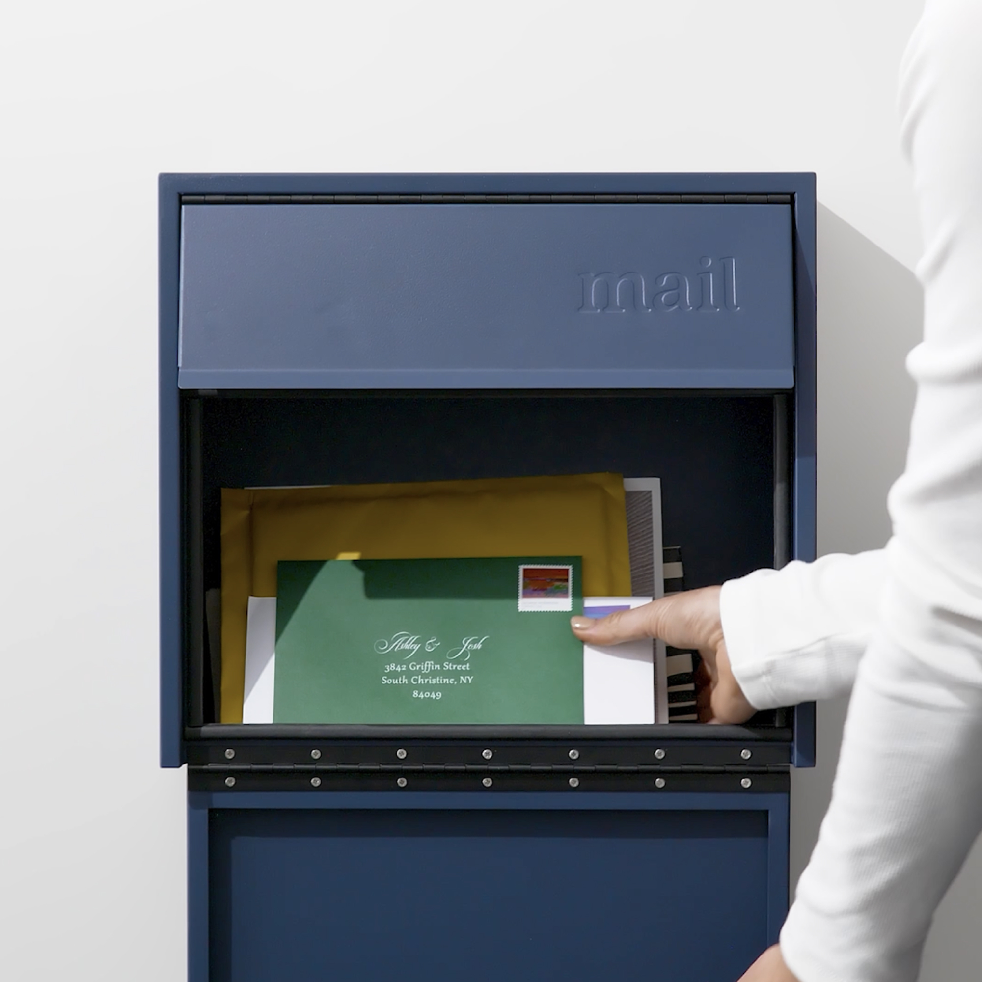 thumbnail video image 2 of Wall Mount Mailbox - Small, Anti-Theft Locking Mailbox, Weatherproof Mailboxes for Outside The House, 13.5" H x 15" L x 5.5" D (Black), 2 of 10