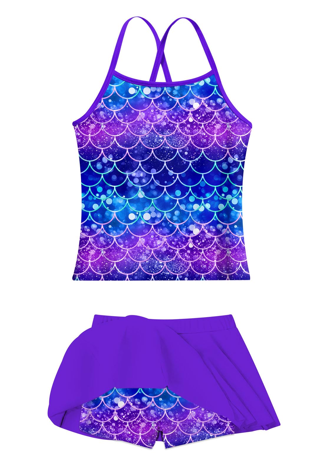 thumbnail video image 2 of Lanbubble Girls Tankini Swimsuits Set Criss-Cross 2-Piece Bathing Suits Beach Swimwear 9-10 Years, 2 of 11