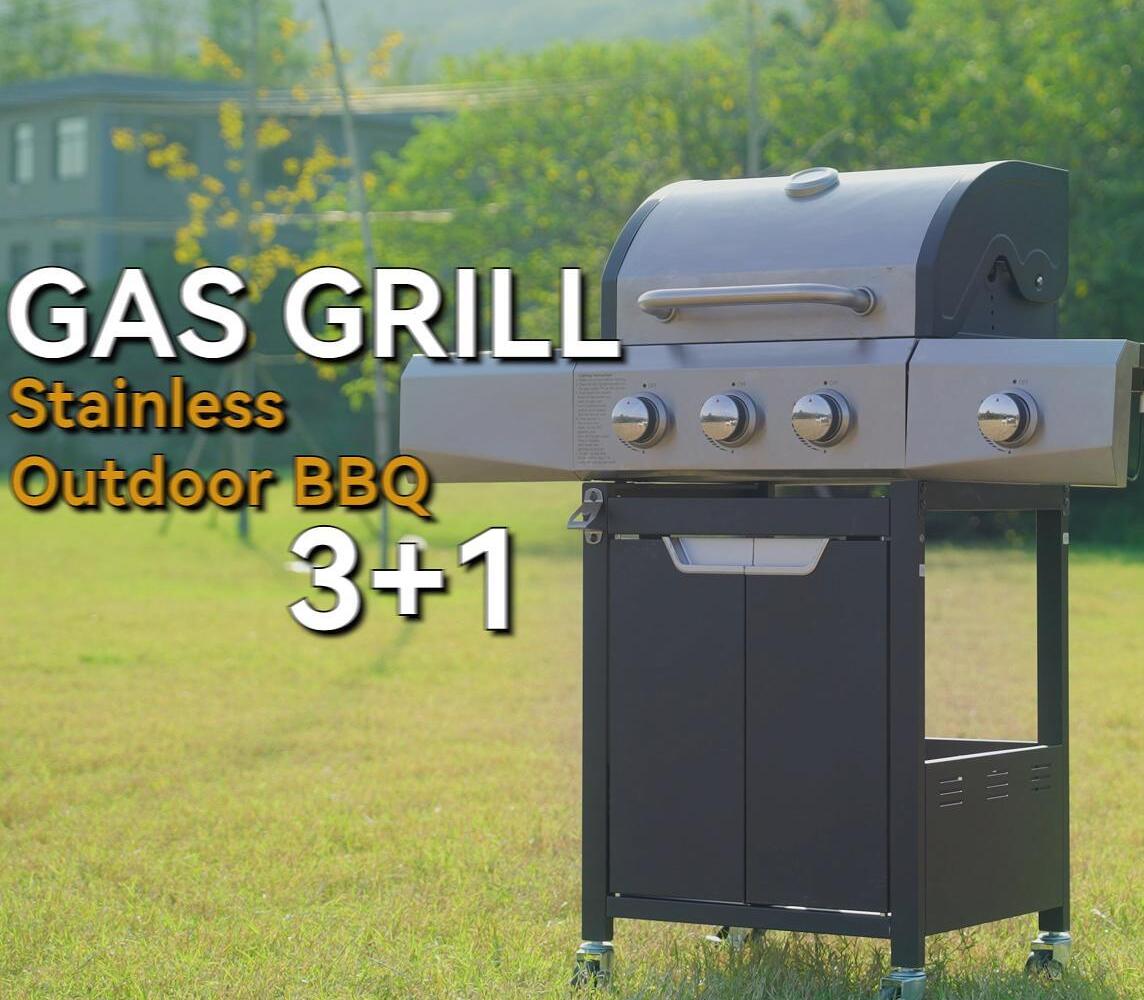 thumbnail video image 2 of Zolyndo 3-Burners Propane Gas Grill Outdoor with Side Burner & Thermometer, Stainless Steel Propane Grill with Cover for OutGrill with Cover for Outdoor BBQ, Patio Backyard Barbecue, 40500BTU Output, 2 of 8