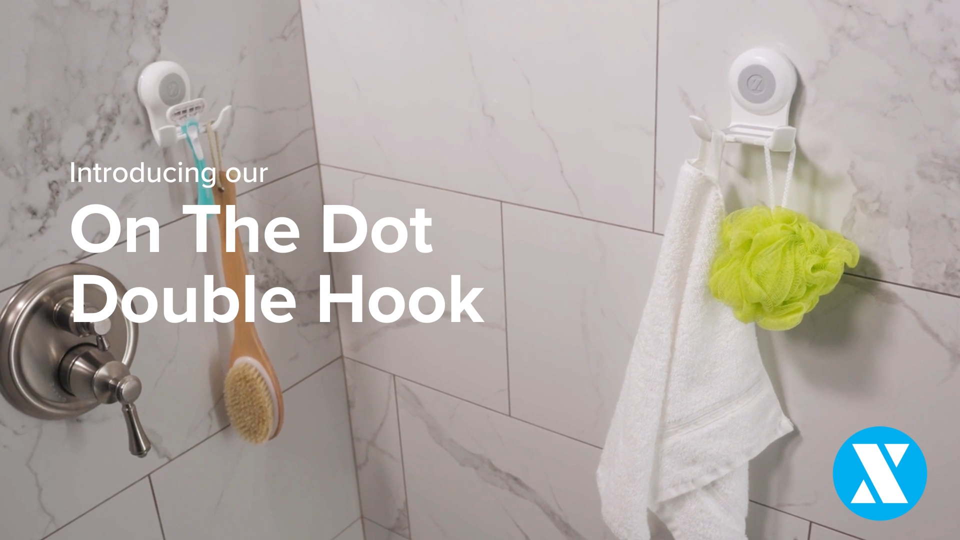 thumbnail video image 2 of SlipX Solutions Patented Bathroom Power Lock Suction Cup Hook for Shower (White, Plastic/Silicone), 2 of 8