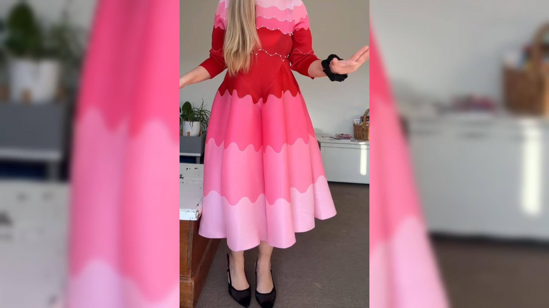 thumbnail video image 2 of Bounce Dresses for Women Church, Elegant Pearl Midi Dress with Loose Stretch Fit for Wedding & Formal Events, 2 of 8