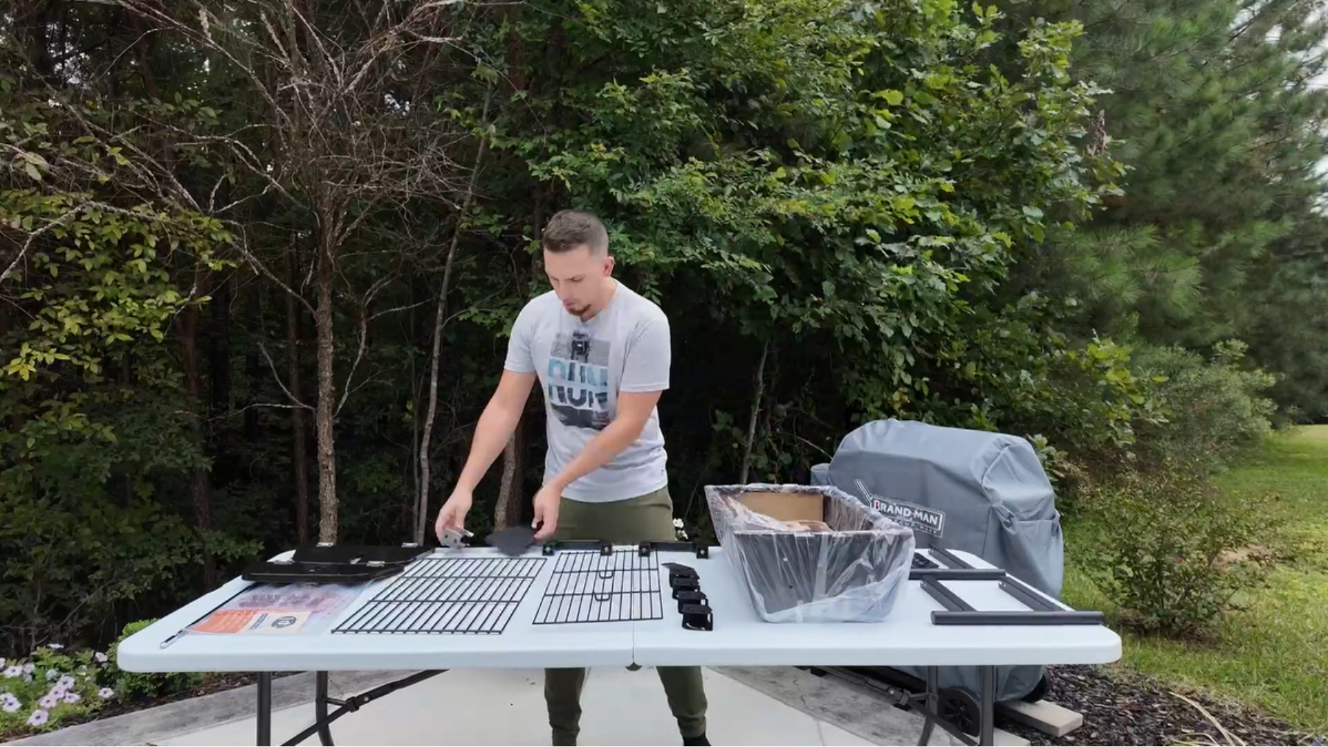 thumbnail video image 2 of Brand-Man Grills Rotisserie Portable Charcoal Grill, Medium Size Heavy Duty BBQ Grill for Outdoor Cooking, 2 of 11