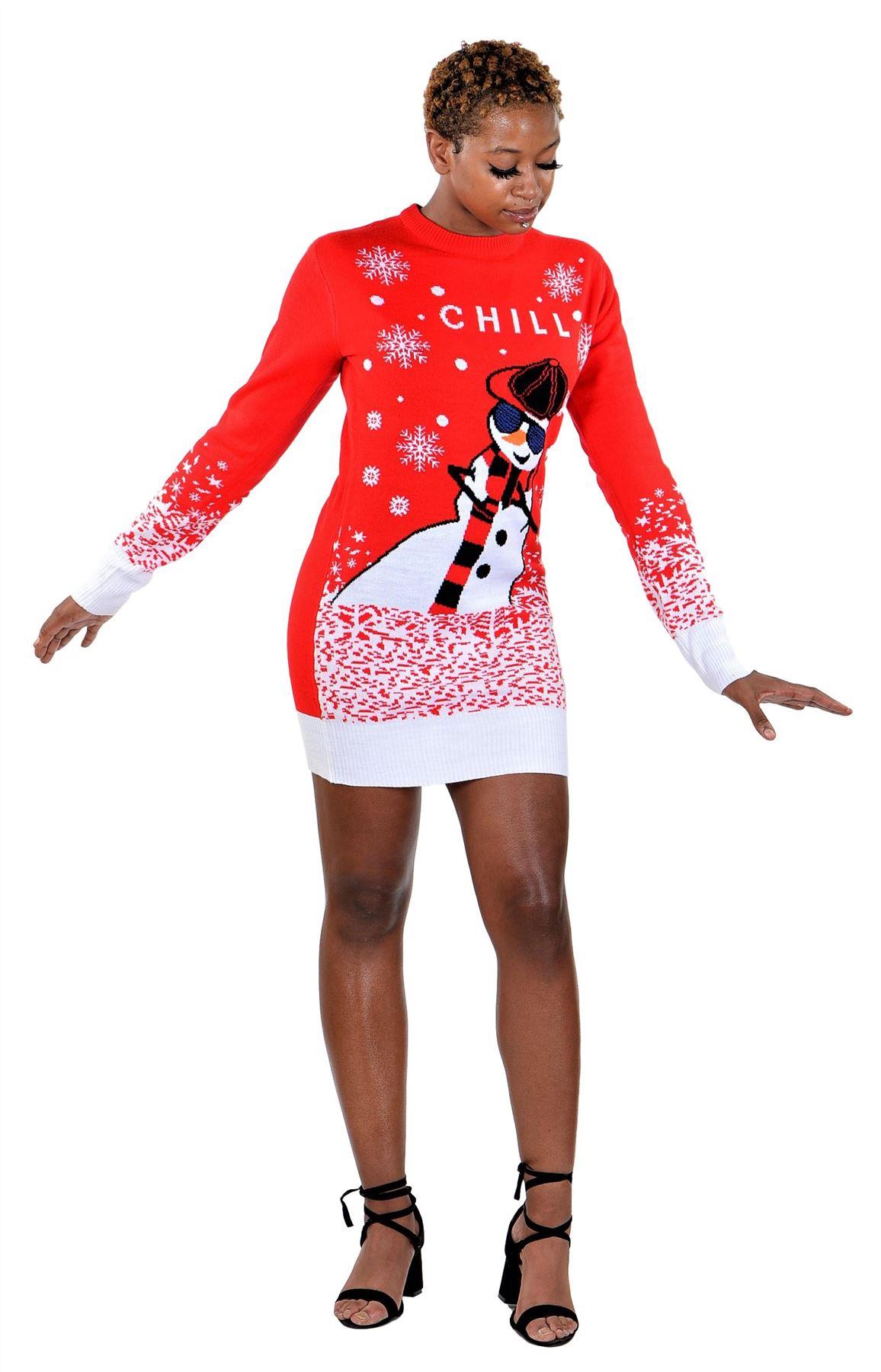 thumbnail video image 2 of Socal Look Women's Ugly Christmas Sweater Dress – Long Sleeve Acrylic Crew Neck Pullover, S, 2 of 9