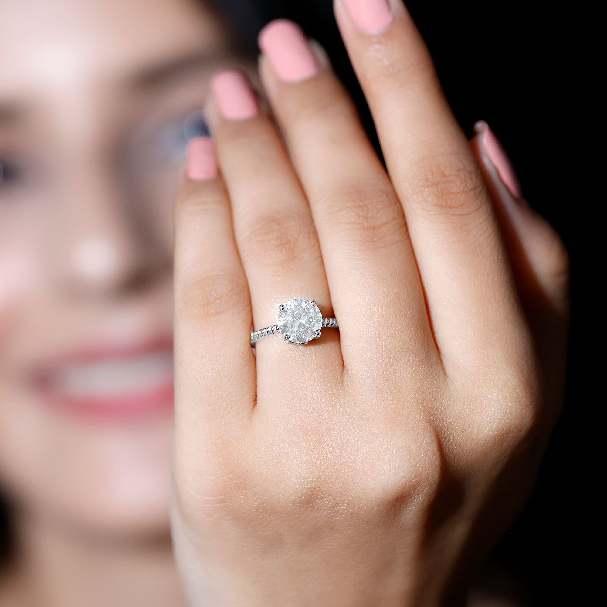 thumbnail video image 2 of Rosec Jewels Lab Created Diamond Solitaire Engagement Ring 2 Carat - Circle Ring 8 mm - Ef-Vs Quality Certified, 925 Sterling Silver, US 4.00, 2 of 8