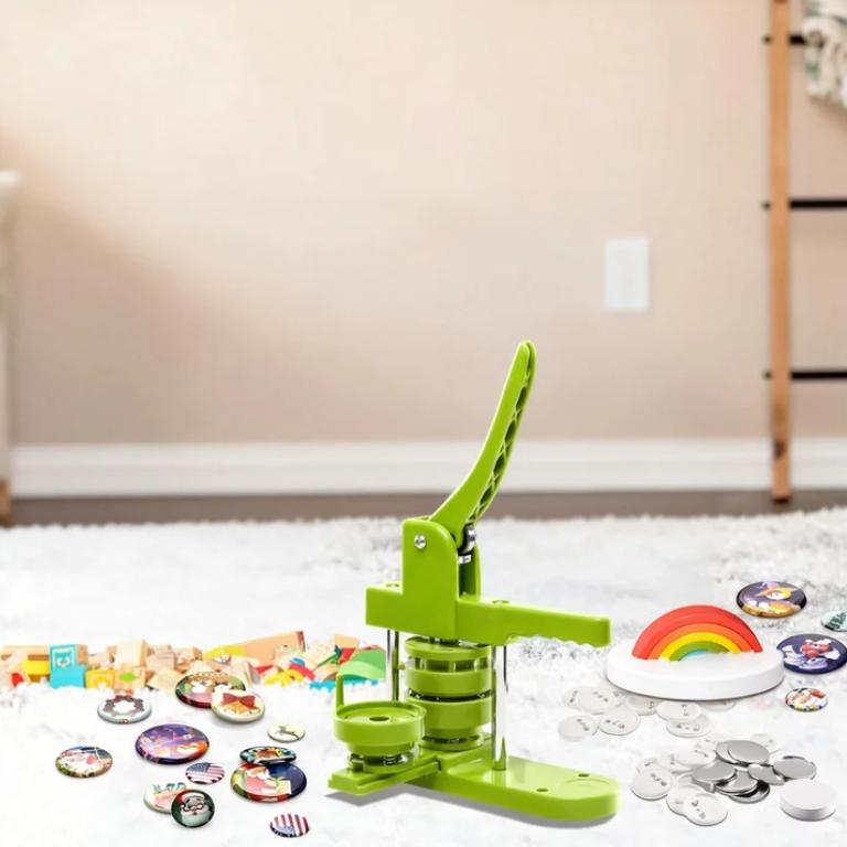 thumbnail video image 2 of Maxmartt DIY Pin Button Maker Machine Badge Punch Press with 100Pcs Button Parts (1"/25mm,Circle), 2 of 10