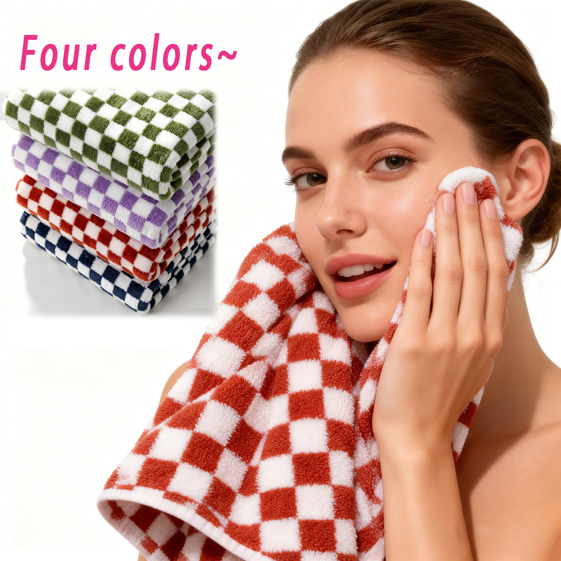 thumbnail video image 2 of Towel Oversized Towel Checkerboard Grids Velvet Bath Towel Thickening Does Not Lose Hair Bibulous Big Bath Towel for Home Use for Beach and Camping,Home Essentials, 2 of 7
