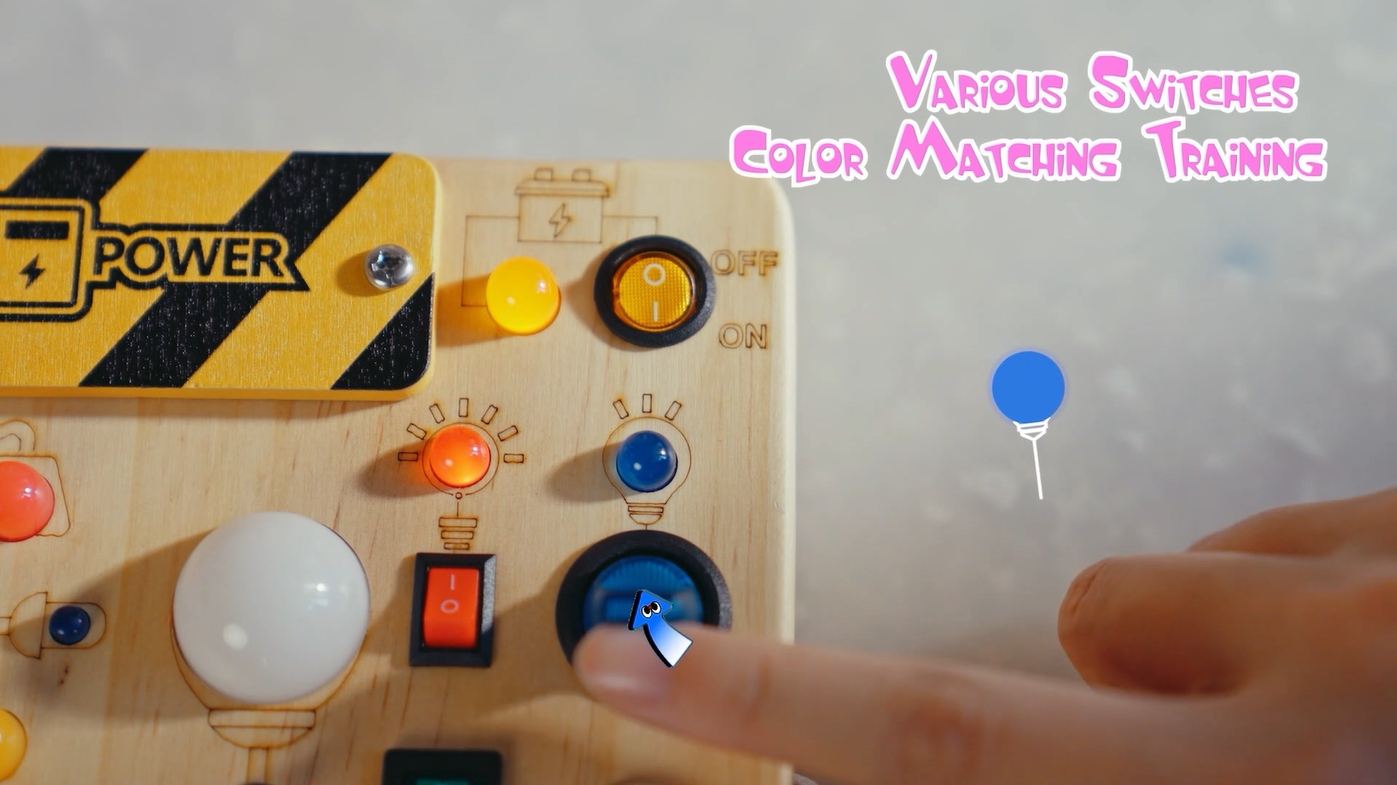 thumbnail video image 2 of Sumsoltic Montessori Busy Board with LED Lights for 1+ Years, 2 of 7