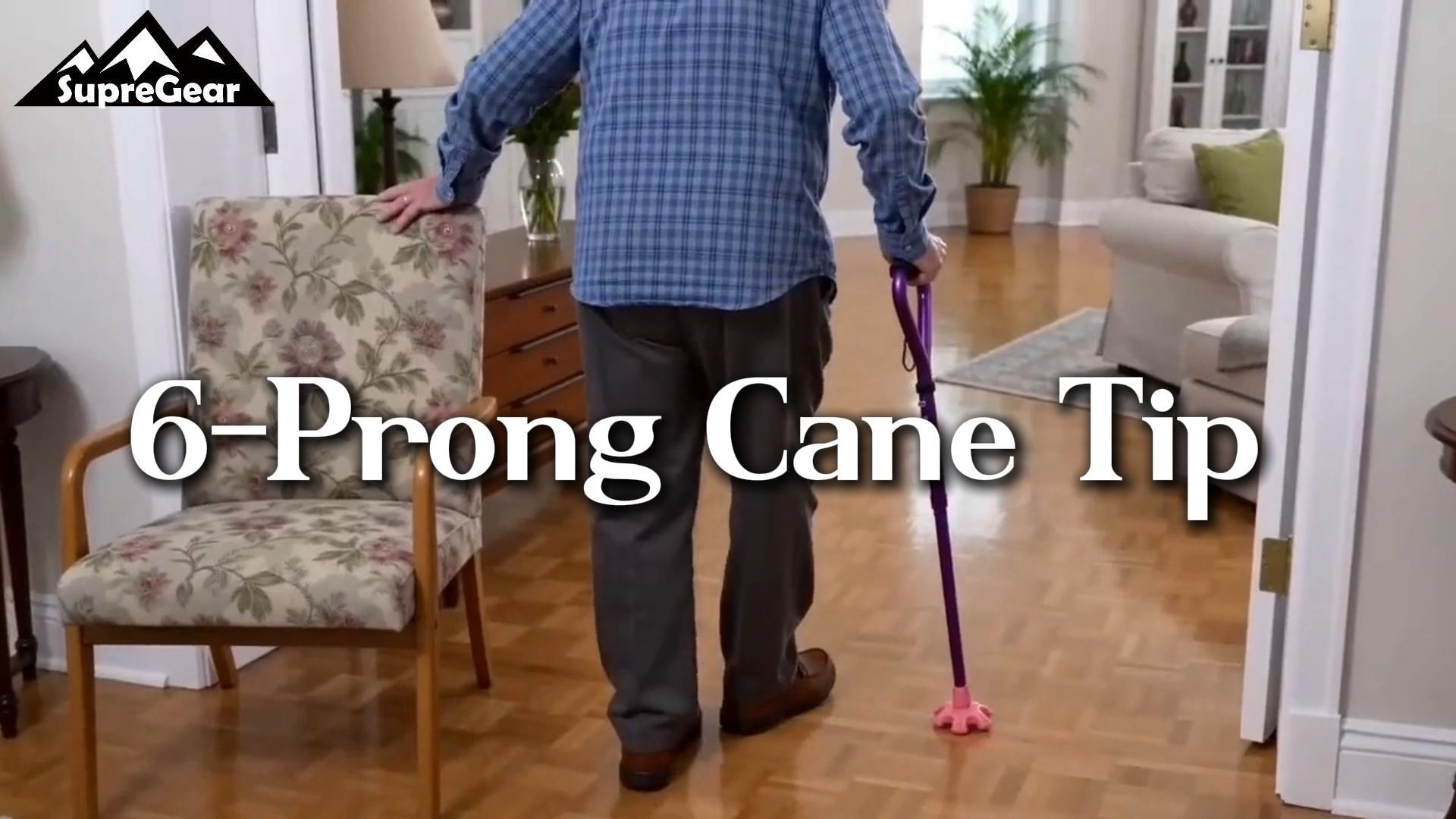 thumbnail video image 2 of SupreGear Cane Tip - Heavy-Duty Non-Slip Rubber Support for Walking Cane, Crutches, Black, 2 of 8
