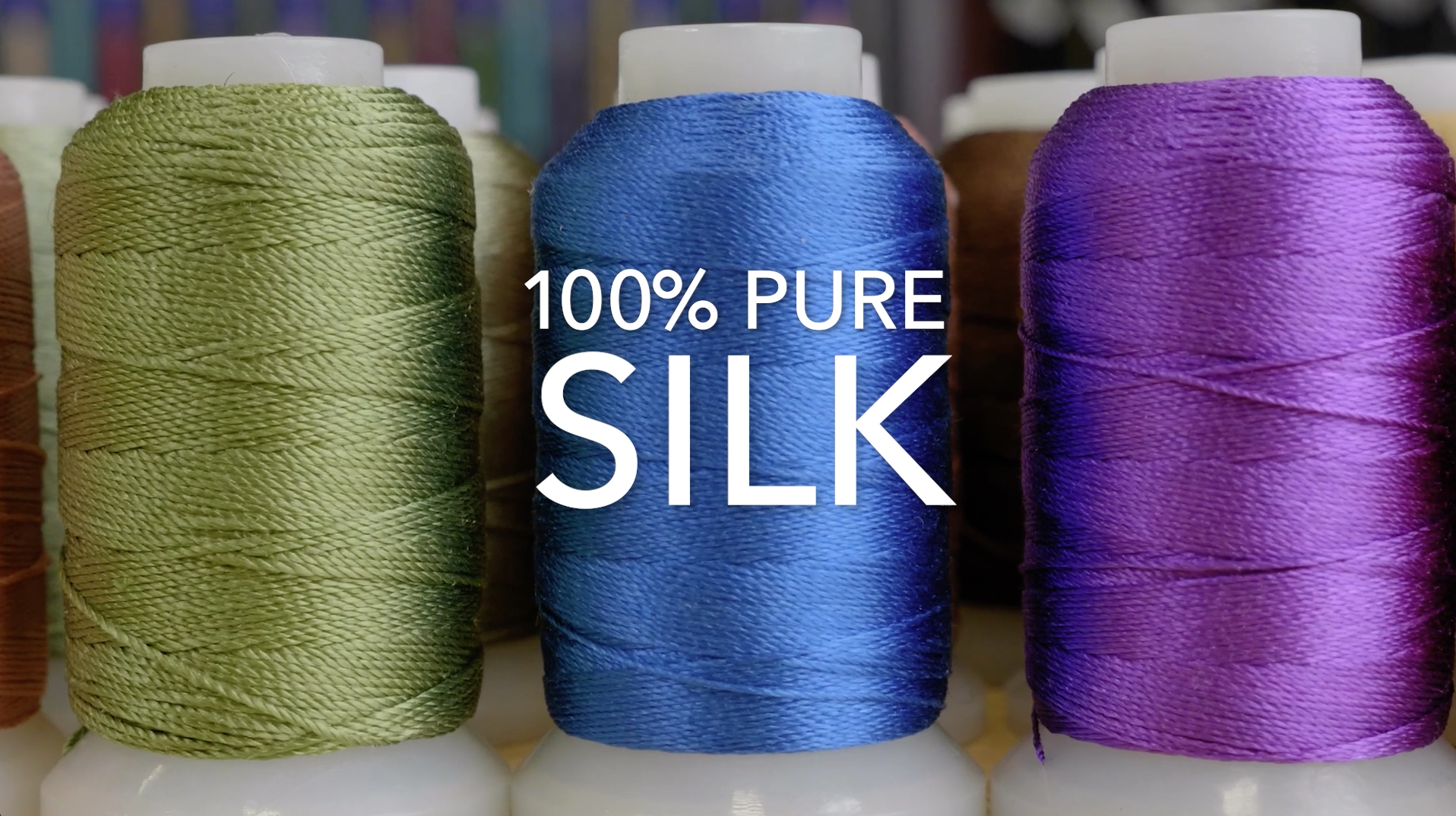 thumbnail video image 2 of The Beadsmith Pure Silk Cord – 16 Assorted Colors, Size E (0.325 mm/0.0128"), 200 Yd, 1/2 oz Spools, 2 of 8