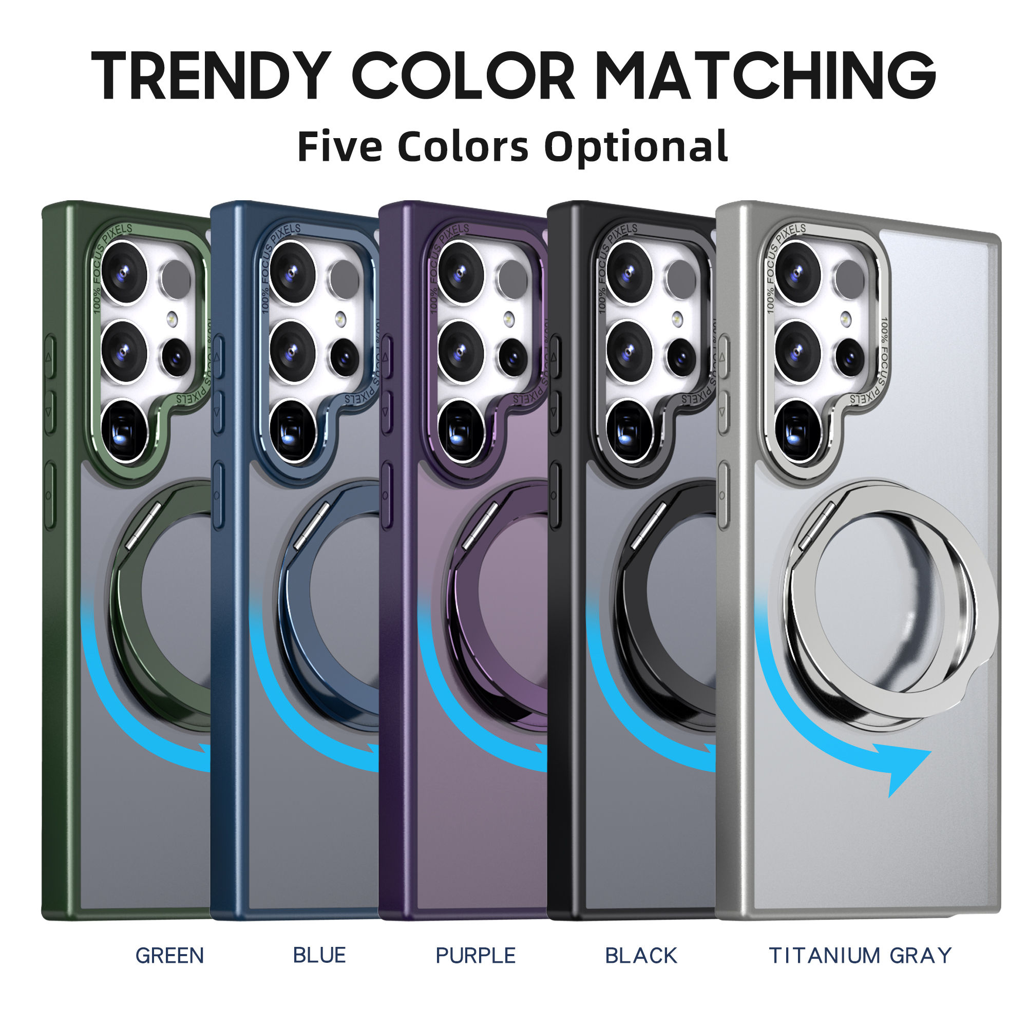 thumbnail video image 2 of for Samsung S22 Ultra Case,Updated 360°Rotatable Magnetic Metal Stand Compatible with MagSafe,Military Shockproof Anti-Yellow Slim Cover For Galaxy S22 Ultra 6.8"(Purple), 2 of 9