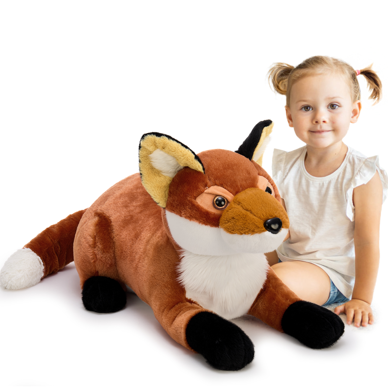 thumbnail video image 2 of MorisMos 30'' Fox Stuffed Animal Giant Fox Plush Toy, 2 of 8