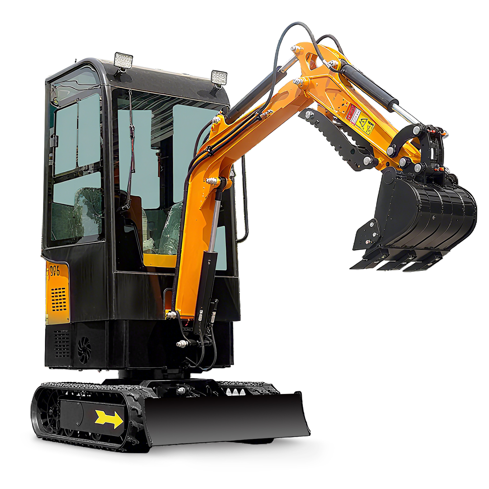 thumbnail video image 2 of 13.5HP Mini Excavator With EPA GAS Engine Crawler Hydraulic 1 Ton Small Digger Enclosed Cab Excavator for Construction Work Gardens and Farm, 2 of 9