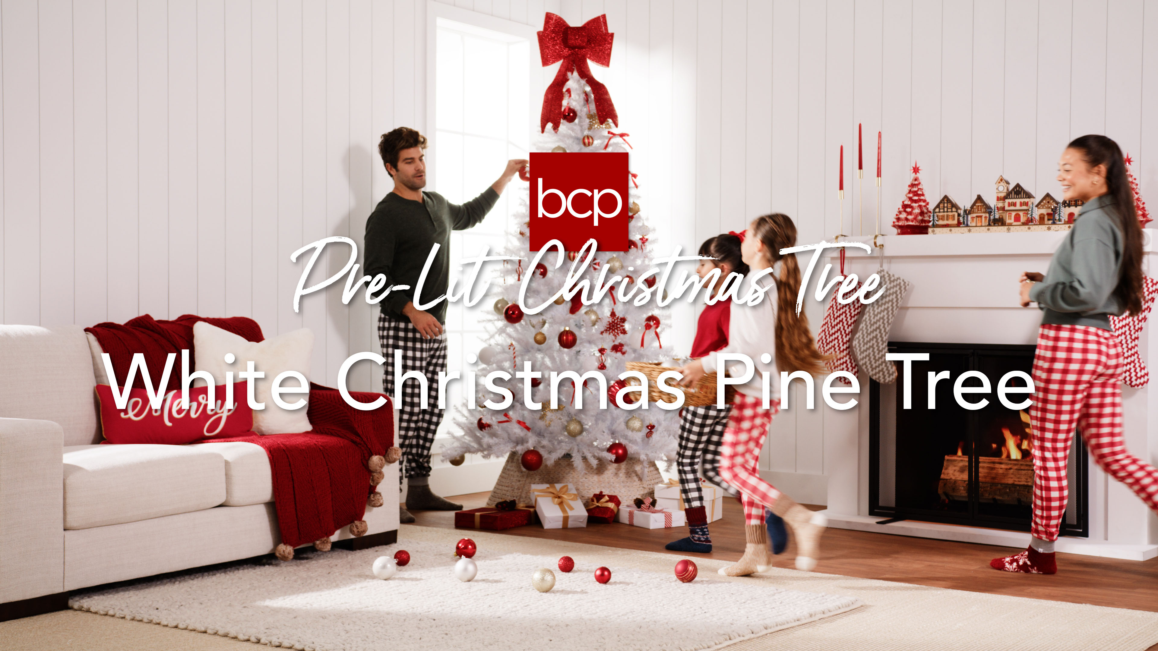 thumbnail video image 2 of Best Choice Products 7.5ft Pre-Lit Premium Hinged Artificial White Christmas Pine Tree w/ 550 Multicolor Lights, Stand, 2 of 11