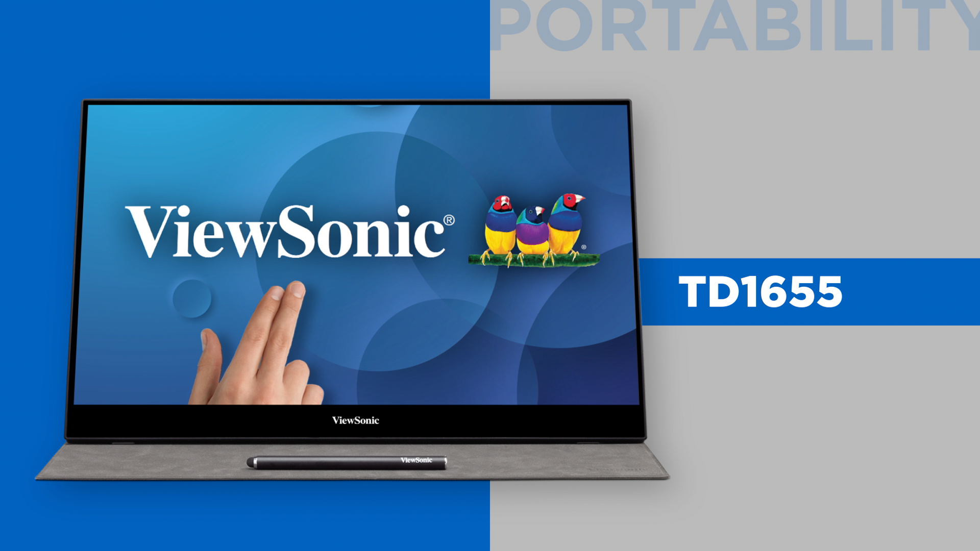 thumbnail video image 2 of Viewsonic TD1655 15.6" 1920x1080 Full HD LCD Touchscreen Portable Monitor, 2 of 8