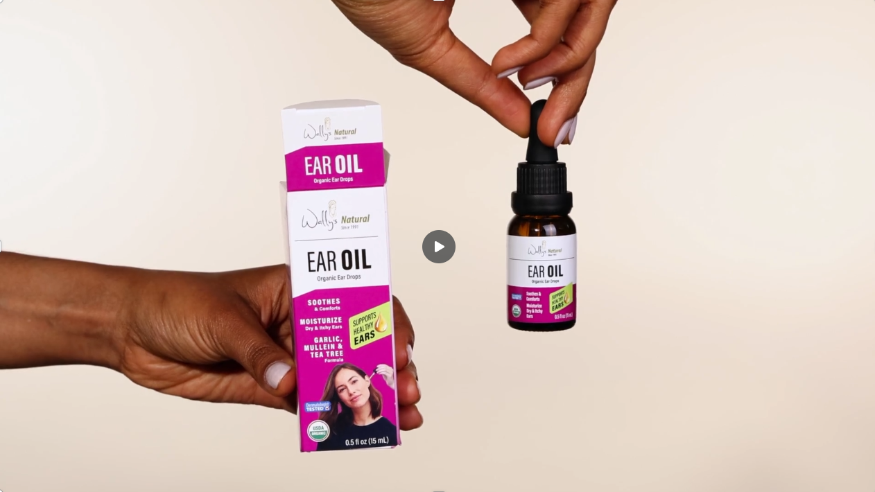 thumbnail video image 2 of Wally's Natural Ear Oil with Olive Oil and Mullein Extract, 1 fl oz, 2 of 8