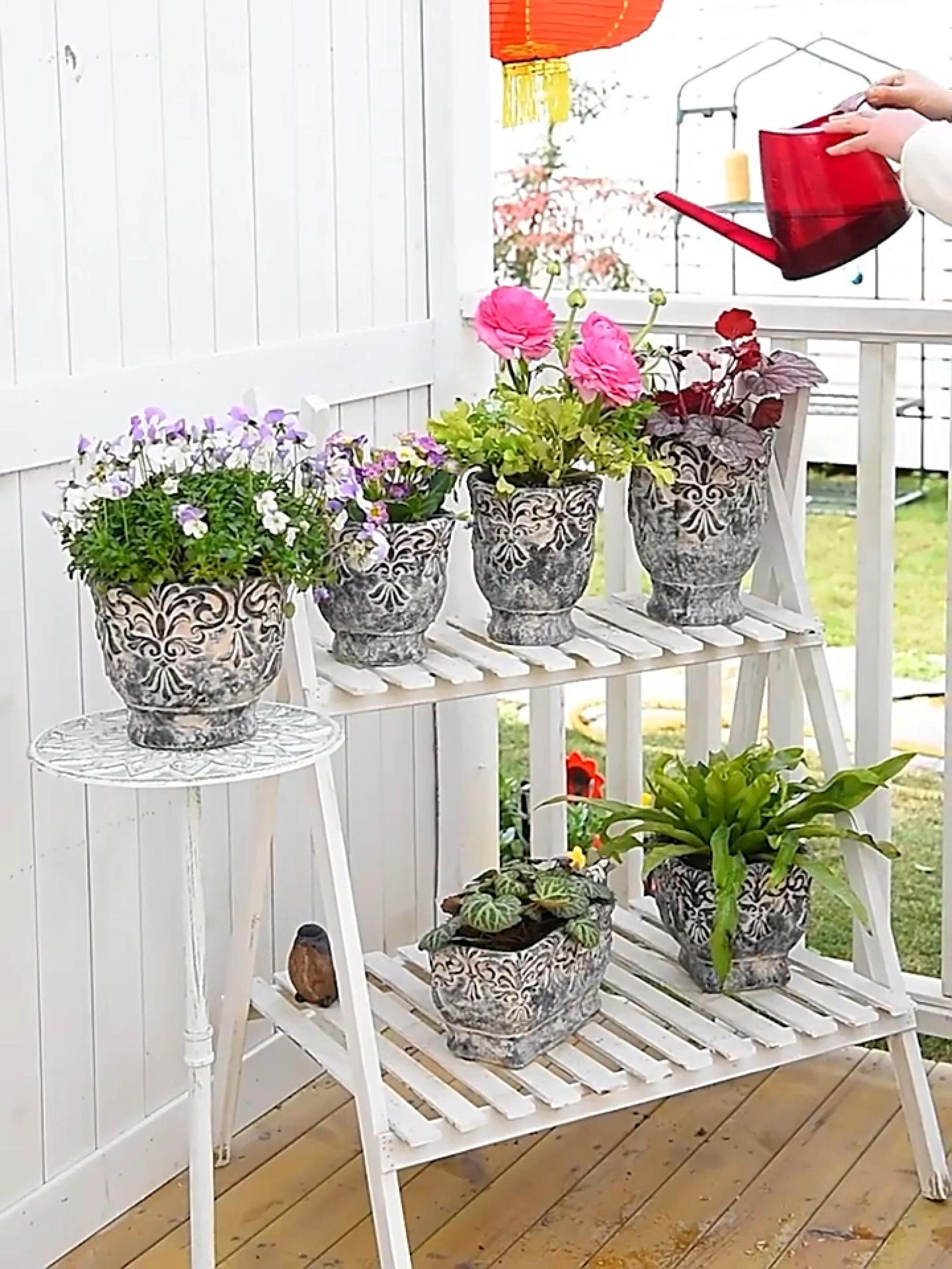 thumbnail video image 2 of Sungmor 6.5 Inch Cement Plant Pot for Plants, Succulent Planter with Embossed Design, Vintage Concrete Flowerpots with Drainage Hole, Decorative Orchid Houseplant Pot Indoor Outdoor Plant Container, 2 of 8