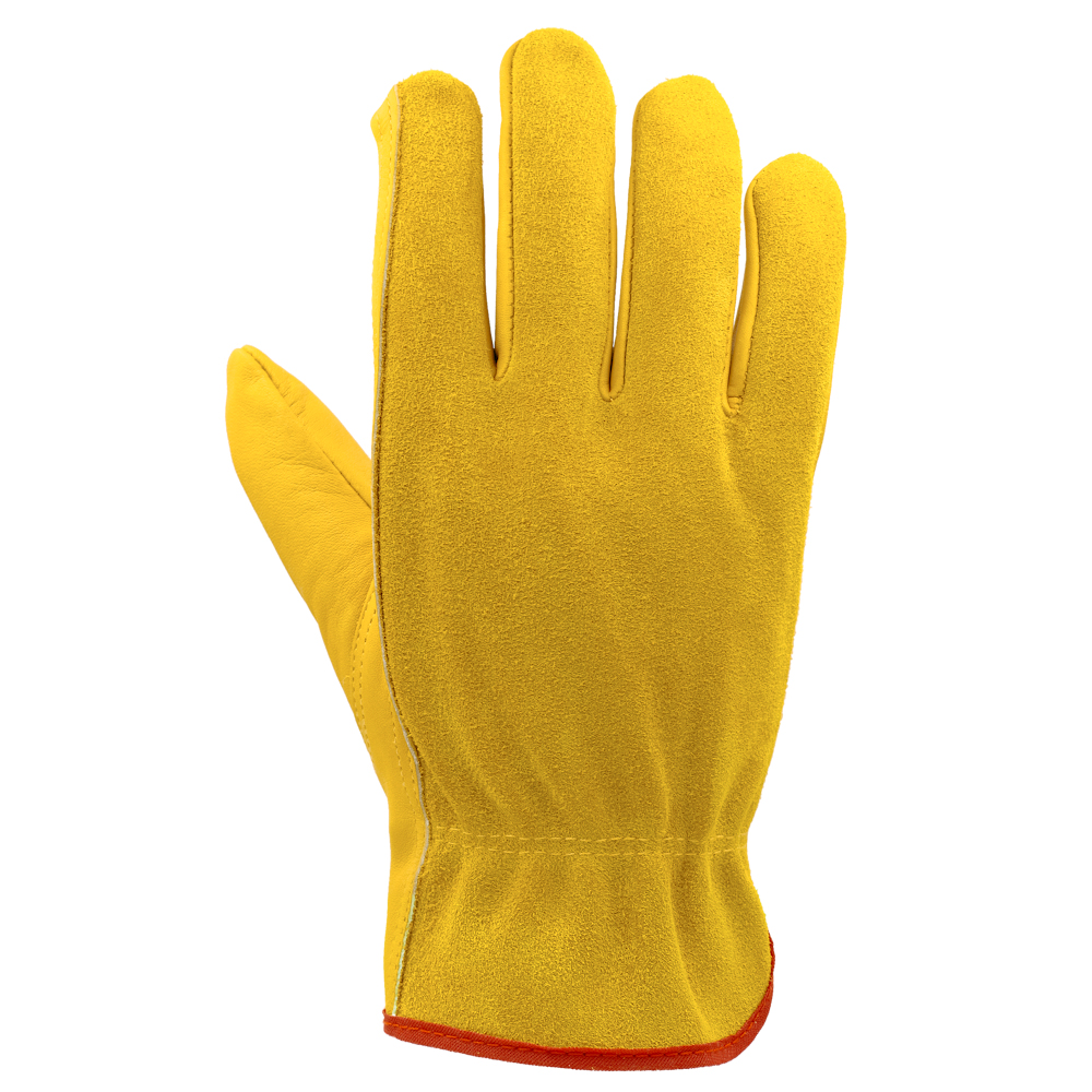OZERO Flex Grip Leather Work Gloves | Flexible and Durable for Heavy-Duty Work Gardening Weeding (Color: Gold, Size: M)