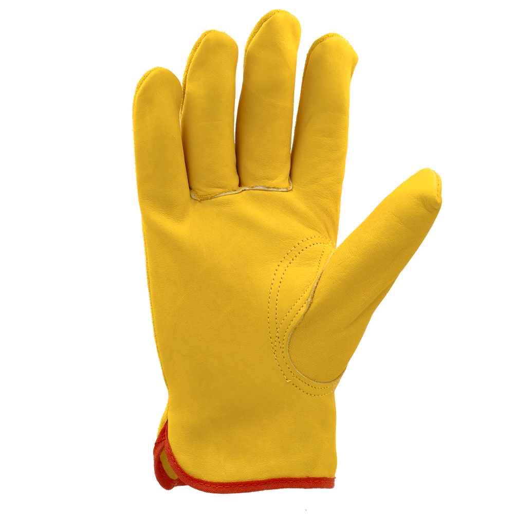 OZERO Flex Grip Leather Work Gloves | Flexible and Durable for Heavy-Duty Work Gardening Weeding (Color: Gold, Size: M)