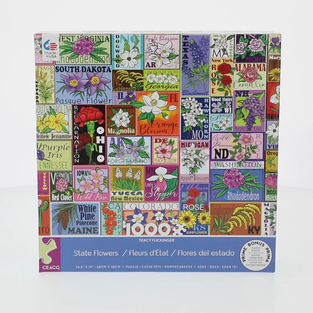 ジグソーパズル　スージーズー 1000ピース Flowers 61-322 Ceaco State Flowers Jigsaw Puzzle - 1000 Pieces - Walmart.com