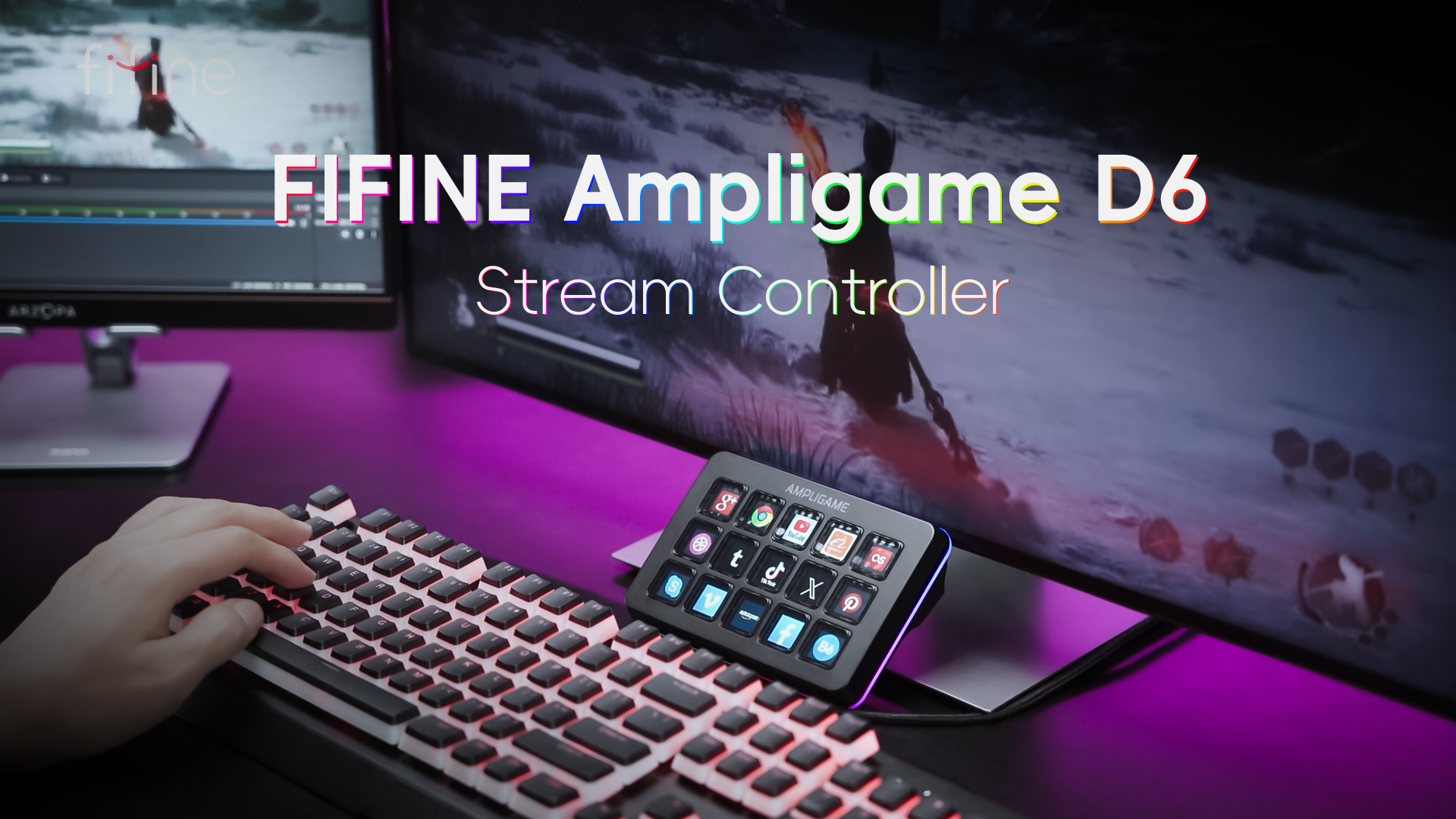 thumbnail video image 2 of FIFINE D6 Stream Controller with 15 Customizable Macro Keys, Stream Control Deck with Trigger Actions in Software for OBS/Twitch/YouTube, PC, Mac, 2 of 11