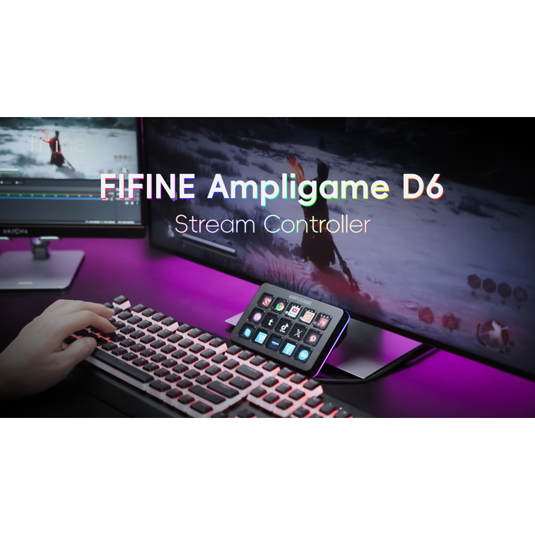 FIFINE D6 Stream Controller with 15 Customizable Macro Keys