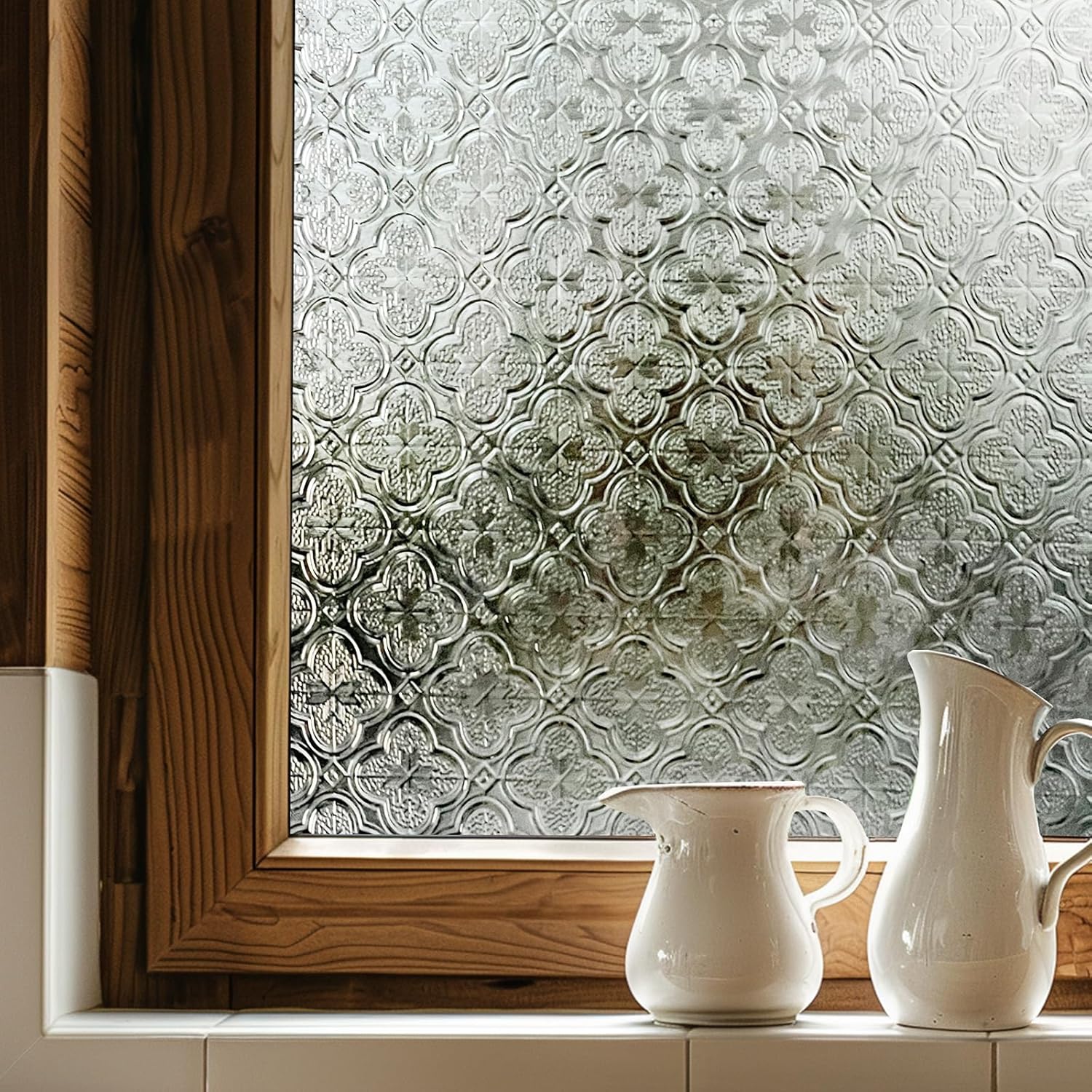 thumbnail video image 2 of Fancy-Fix 3D Glass Textured Privacy Window Film，Decorative Window Film for Home，Static Cling，Begonia Flowe 23.6" x 35.4" ﻿ ﻿, 2 of 6