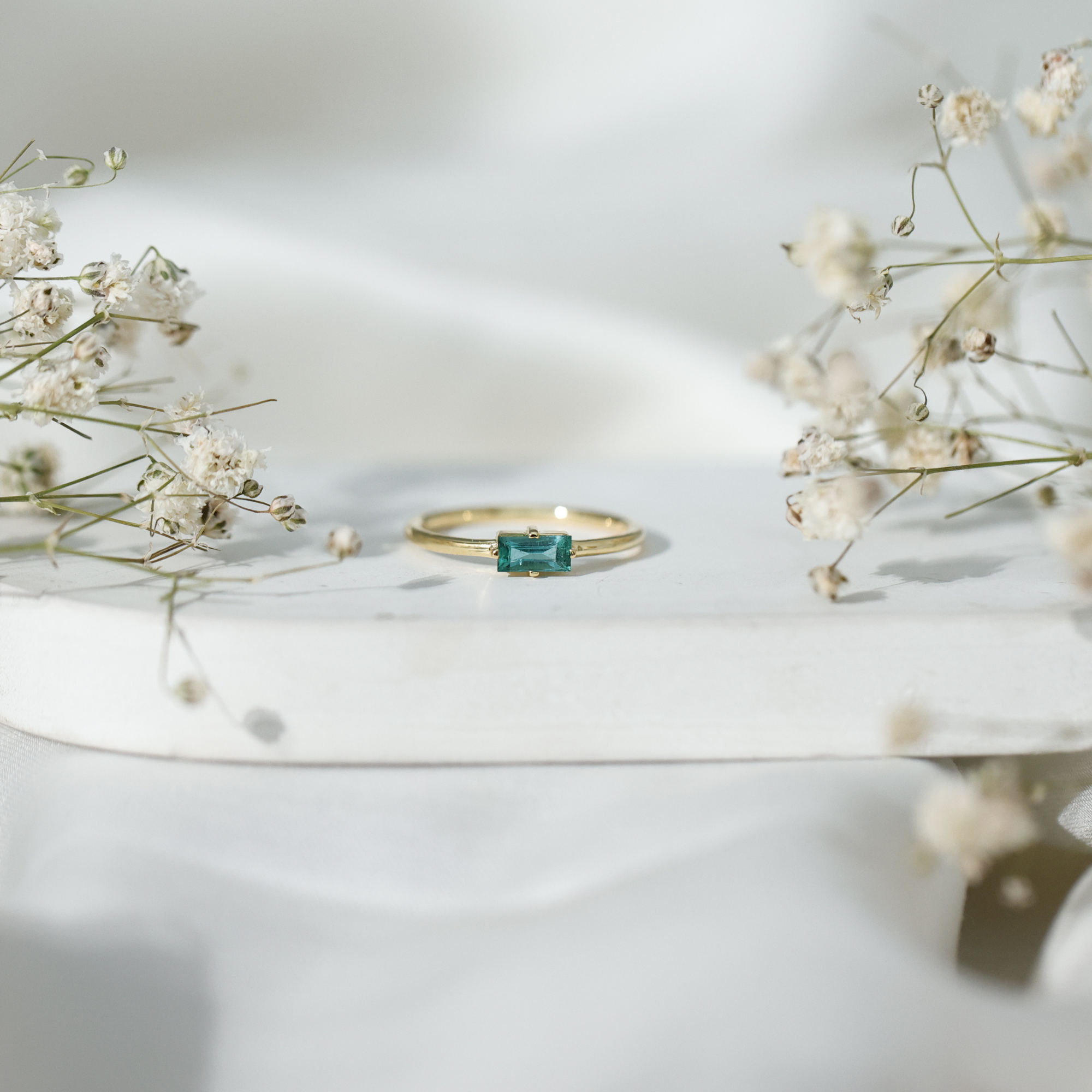 thumbnail video image 2 of Rosec Jewels Baguette Emerald Promise Ring for Women - May Birthstone Ring - AAA Quality - Ready to Gift for Valentines Day, 18K Yellow Gold, US 12.50, 2 of 9