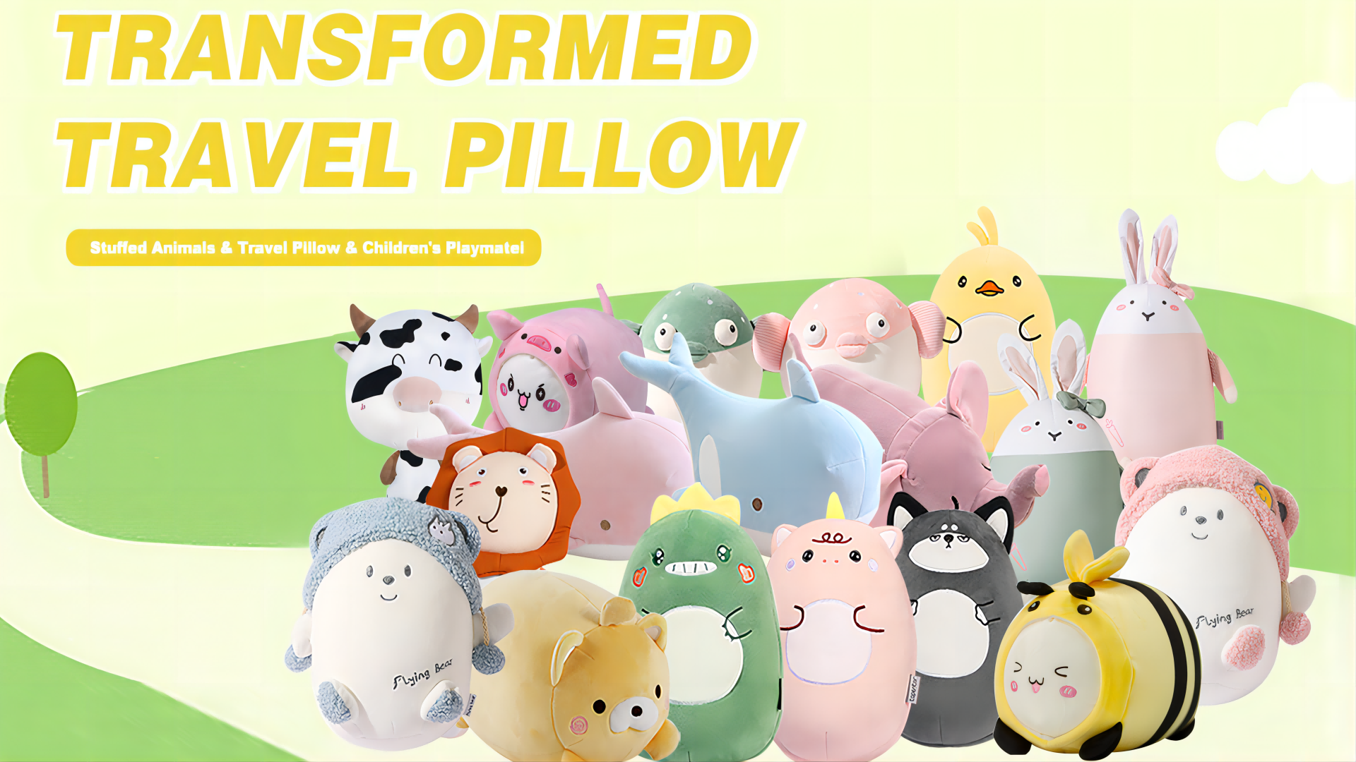 thumbnail video image 2 of Kids Travel Pillow - 2-in-1 Deformable Kids Neck Pillow for Traveling, Soft U-Shaped Pillow with Adorable Animal Design, Comfy Sleep and Play, Ideal for Airplanes Travel - Milk Cow, 2 of 7