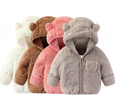 thumbnail video image 2 of HNMKIU Baby Girls Boys Bear Ears Hooded Zipper Warm Winter Coat for Toddler Kids Pink-A,0-6 Months, 2 of 9
