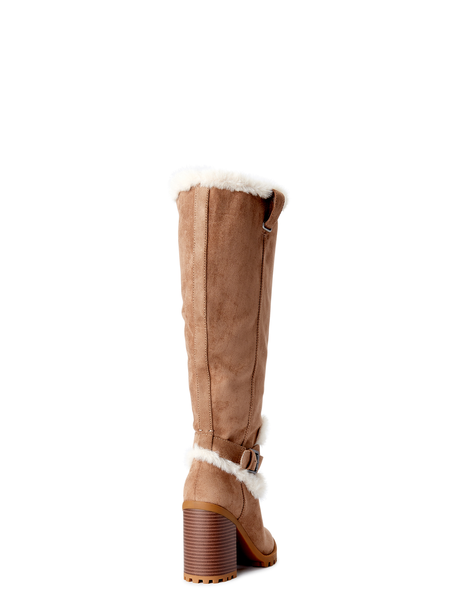Scoop Women's Faux Suede Knee-High Boots with Faux Fur Trim