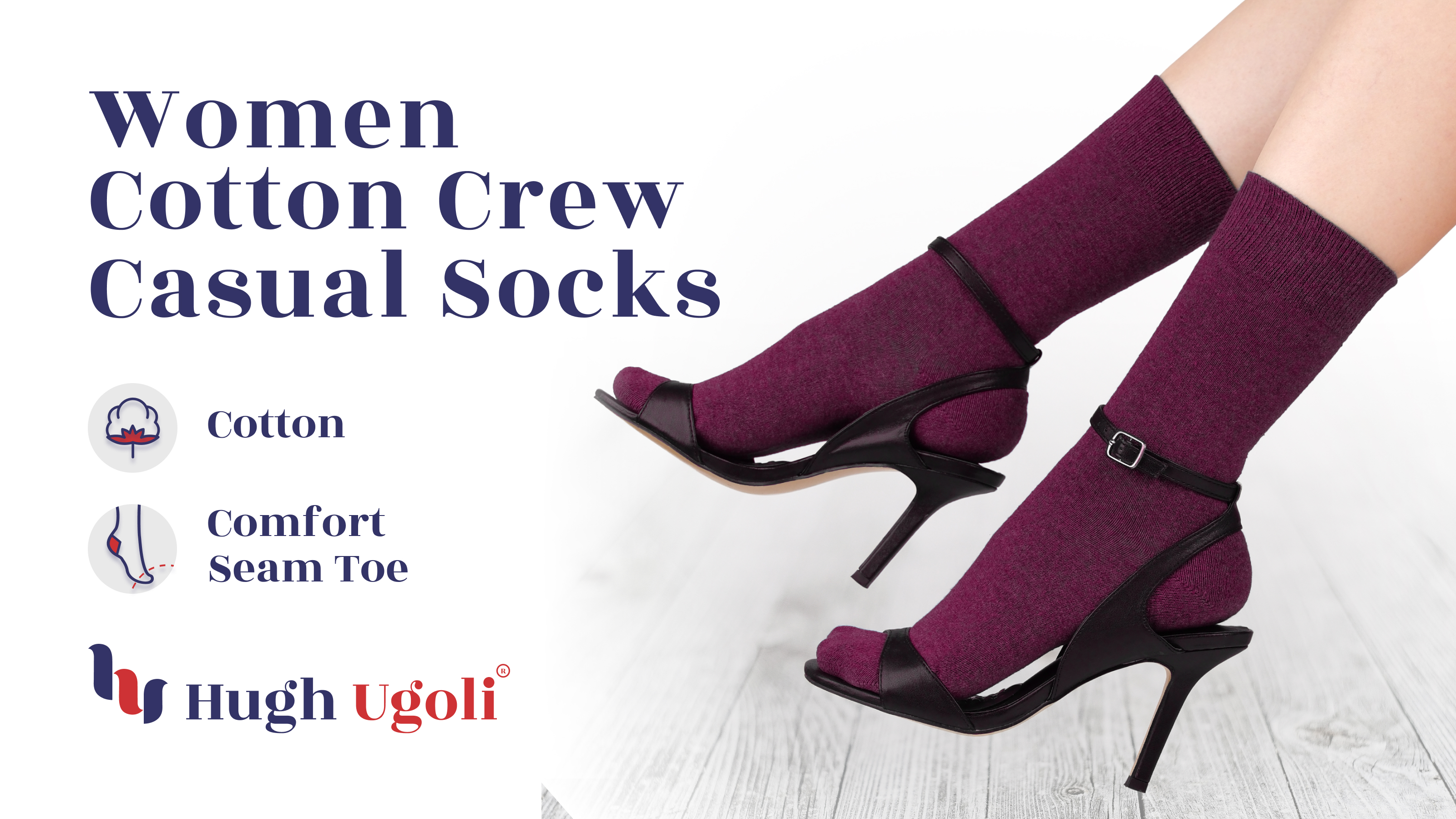 thumbnail video image 2 of Hugh Ugoli Women's Cotton Crew Socks, Plain Color, Regular Fit, Soft Casual Socks for Trouser, 8 Pairs, Dark Brown, Shoe Size: 9-12, 2 of 3
