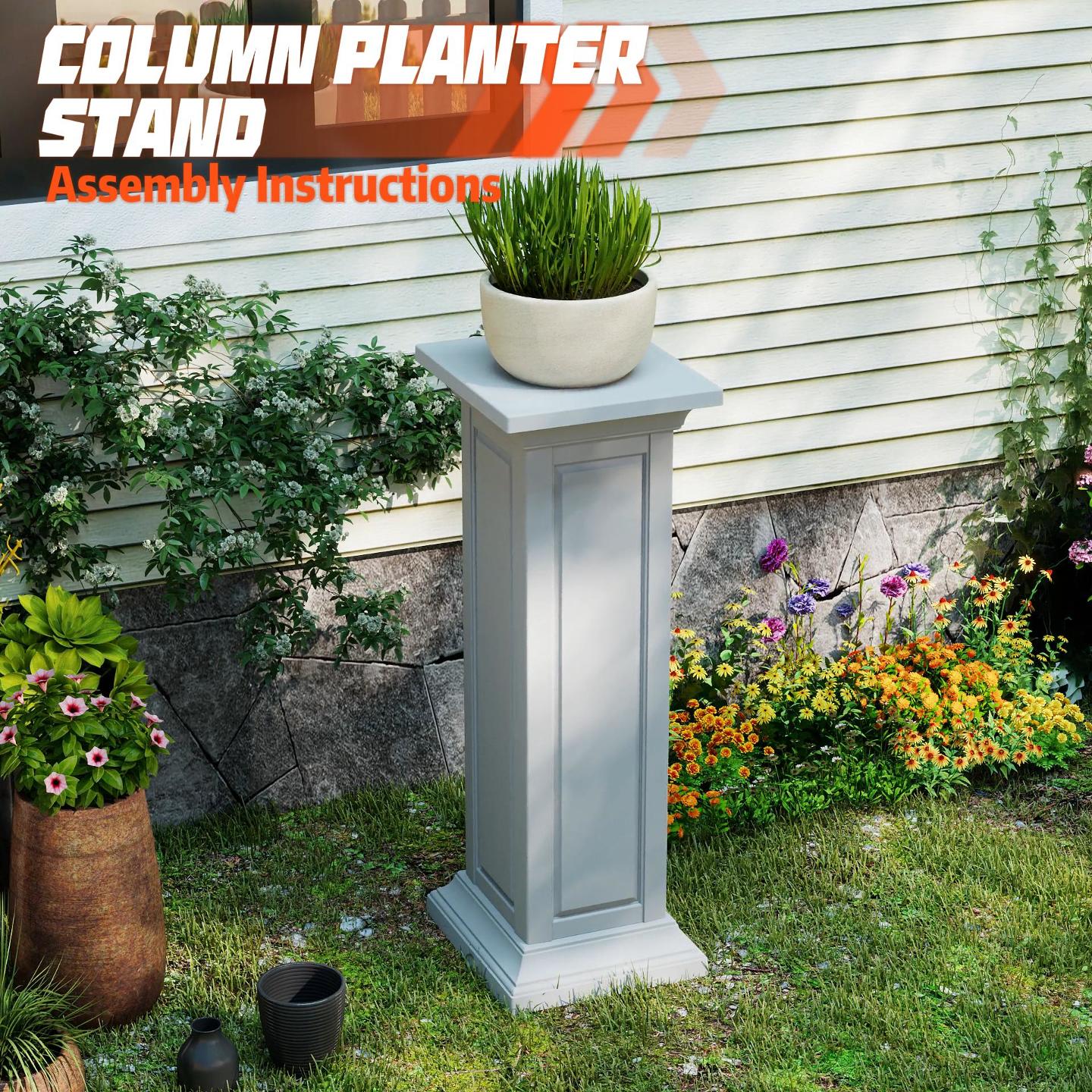 thumbnail video image 2 of EasyUp 36in Tall Planters Outdoor Set of 2 Resin Planter,Modern Design Garden Bed, Built-in Drainage,for Patio Backyard Weddings Events Home Decor,Crack-Resistant,All-Weather Durability, 2 of 9