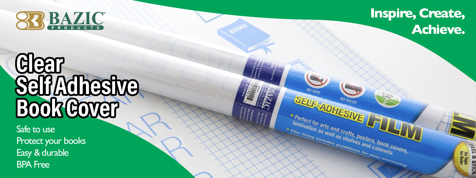 thumbnail video image 2 of BAZIC Book Cover Clear Laminate Roll Bookcover 17.5" X 1.7 Yard (60"), 48-Roll, 2 of 8