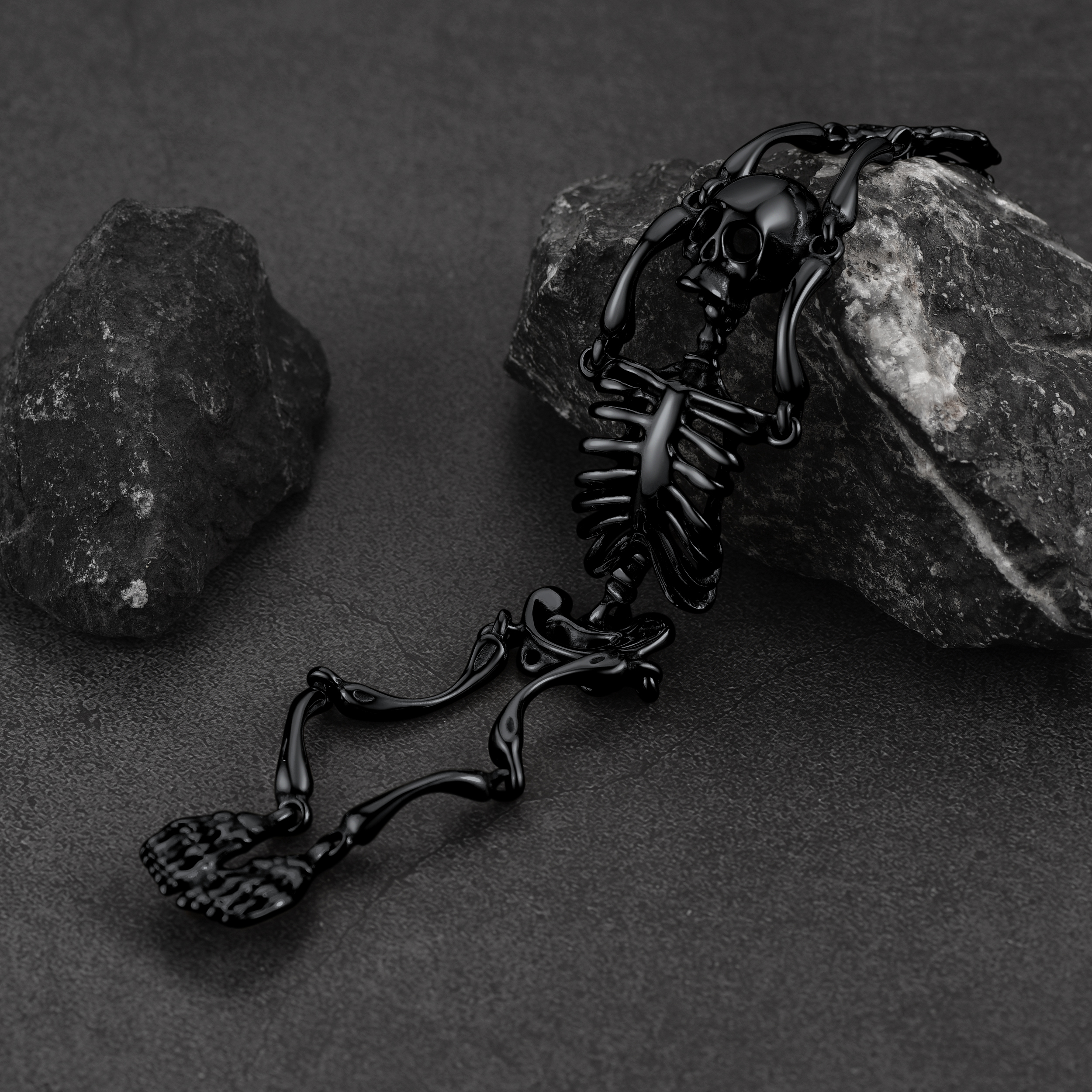thumbnail video image 2 of FaithHeart Bracelet for Men Punk Skull Chains Gothic Human Skeleton Hip Hop Cool Wristband Halloween Jewelry Gift for Boyfriend Husband Birthday, 2 of 9