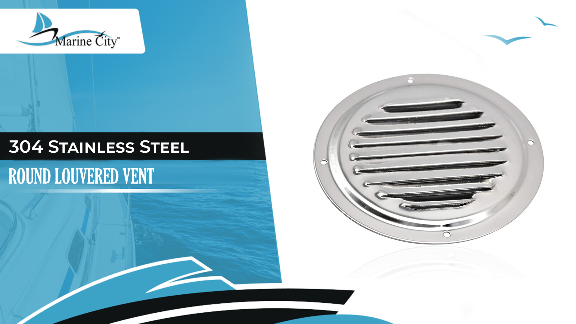 thumbnail video image 2 of MARINE CITY Round Louvered Vent, 304 Grade Stainless Steel, 5 Inches, Durable and Weather-Resistant, for Kitchen, Bathroom, Study Room, Roofing, Soffit Vents, Yachts, Caravan, 2 of 8