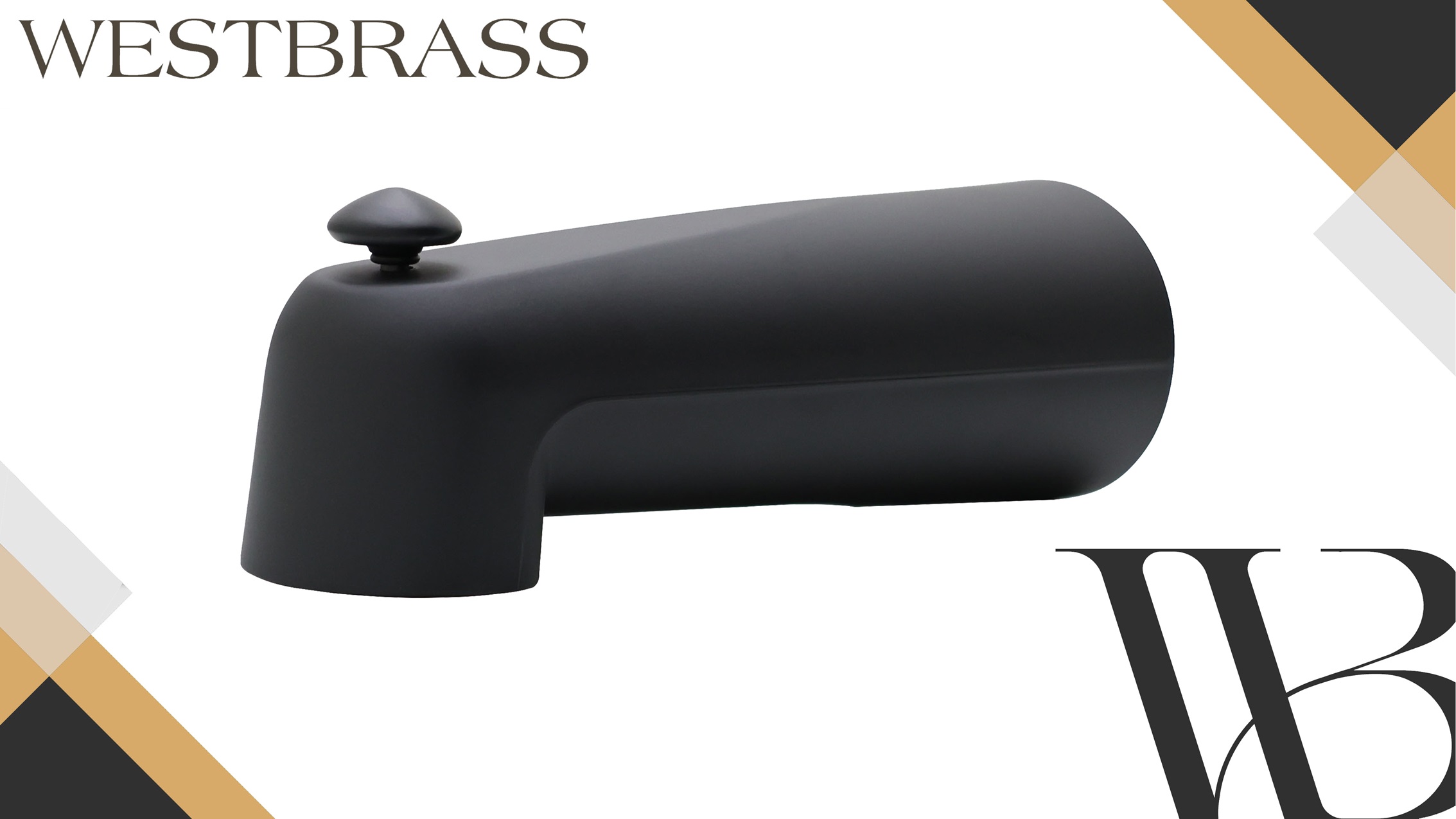 thumbnail video image 2 of Westbrass 7" Reach Wall Mount Tub Spout with Diverter, Matte Black, 2 of 9