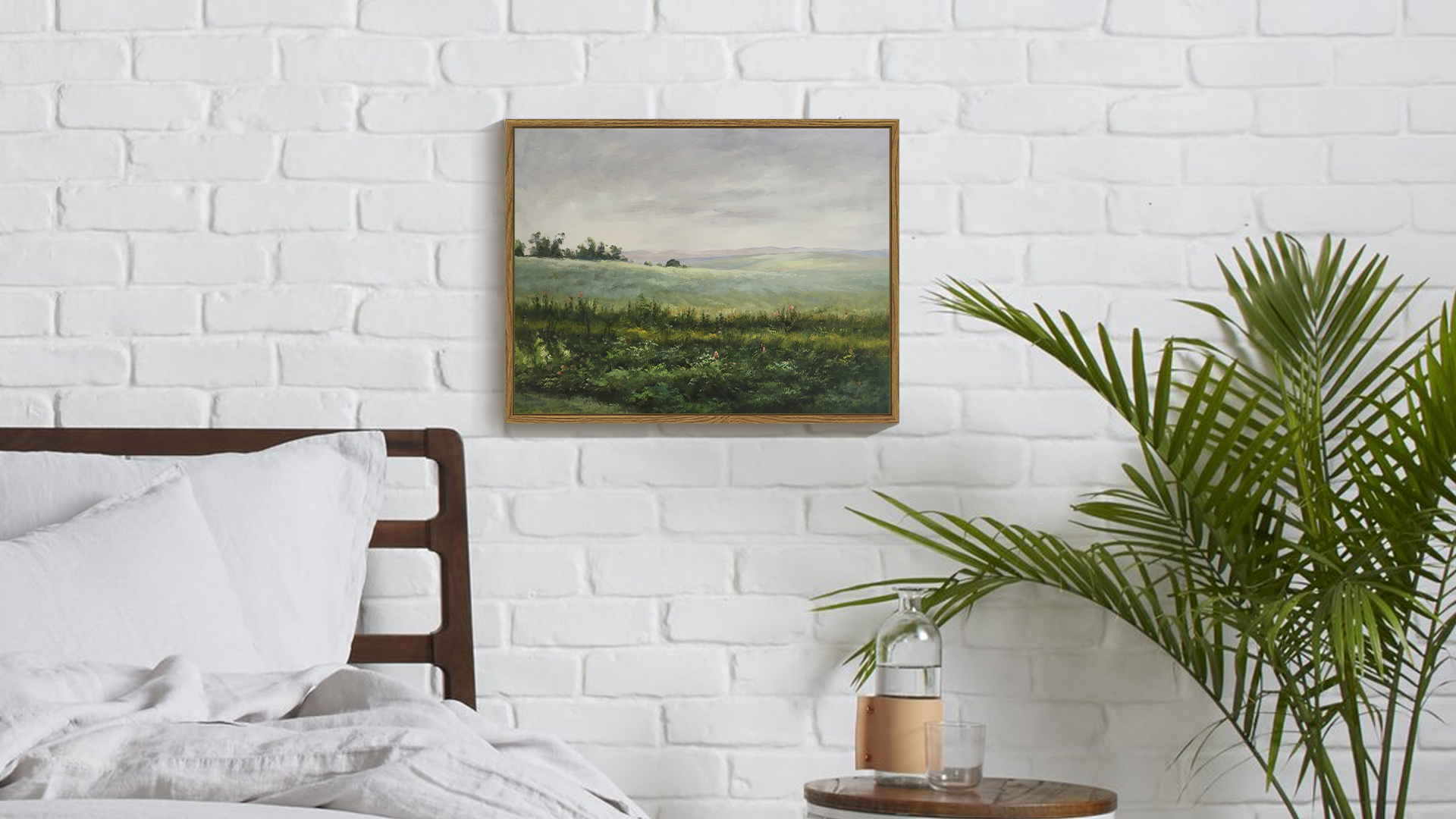 thumbnail video image 2 of Drsoum Landscape 24x36in Natural Framed Canvas Wall Art 16x24in Large Vintage Classical The Vast Grassland Prints Hallway Bathroom Office Decor, 2 of 7