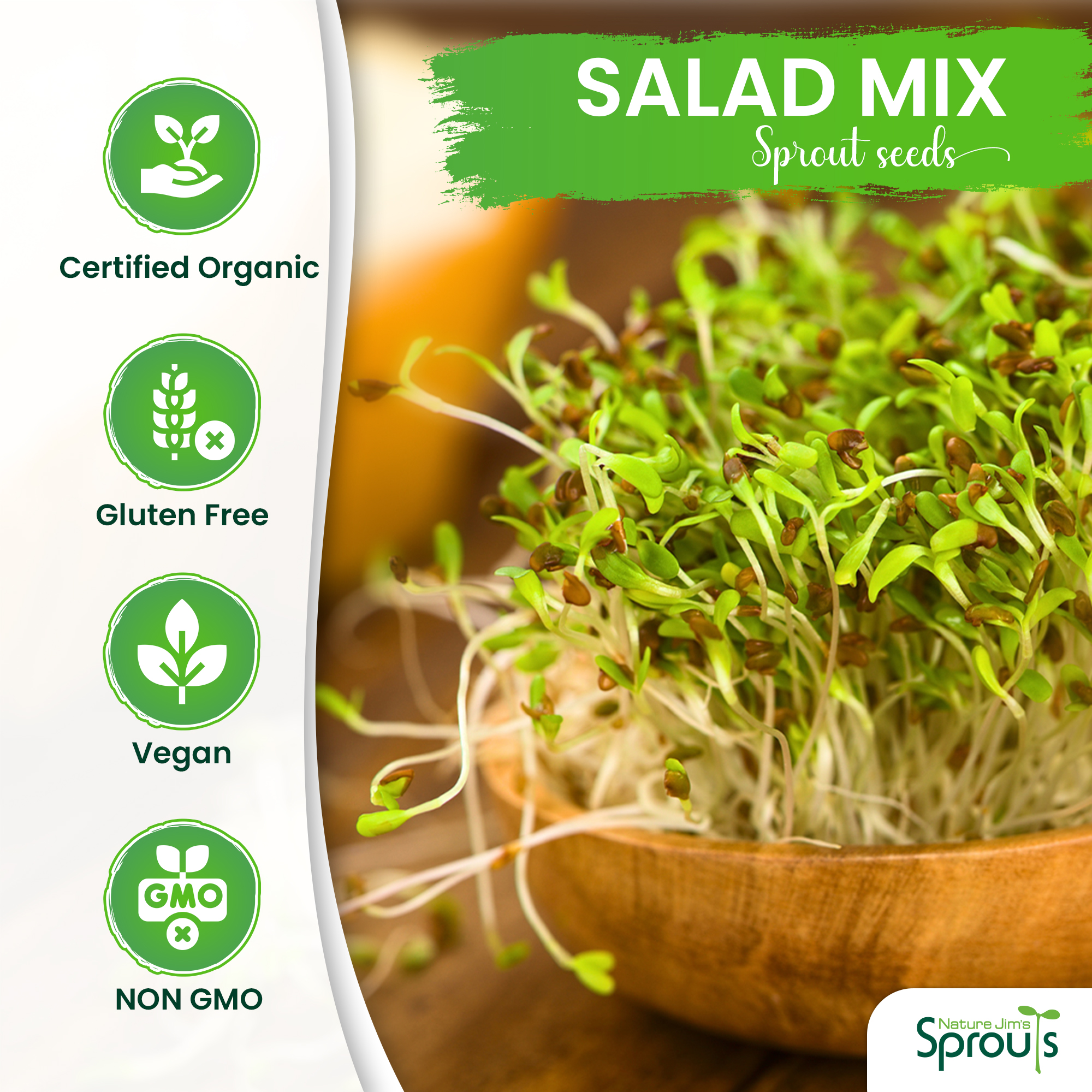 Nature Jim's, Broccoli Sprout Seeds, 8 oz Organic Sulforaphane