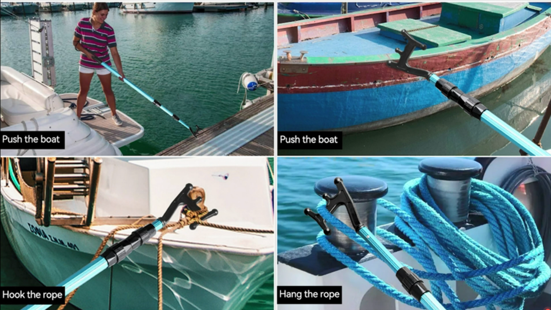 thumbnail video image 2 of SAN LIKE Boat Hook,Telescopic Boat Hook Push Pole Aluminum &Lightweight with Floating Hand Grips for Docking Extend to 67inch, 2 of 7