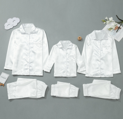 thumbnail video image 2 of HNMKIU Button Down Pajamas Sets Solid Two Piece Family Matching Sleepwear Loungewear Long Sleeve Nightwear White,Men:XXL, 2 of 10