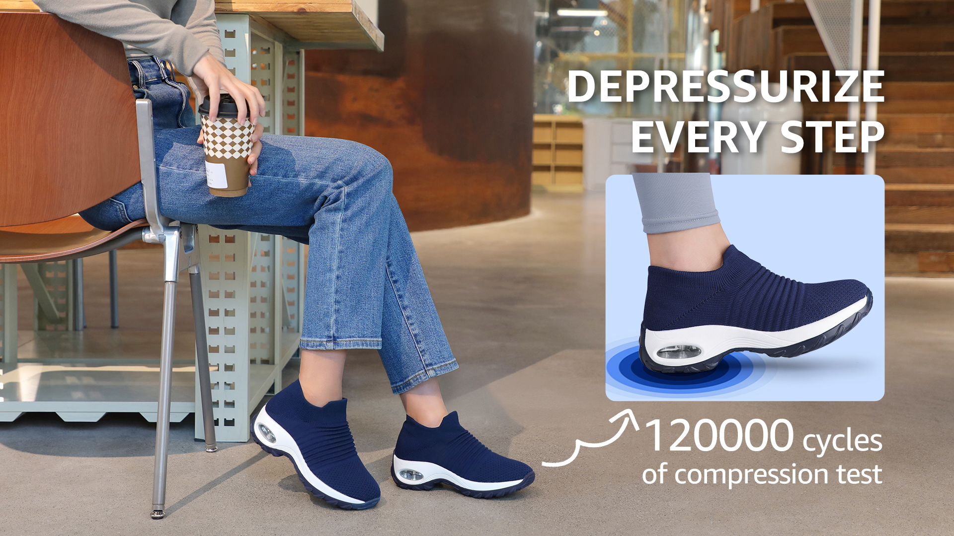 thumbnail video image 2 of STQ Women's Walking Shoes Slip on Breathable Sneakers Black White US 9.5, 2 of 9