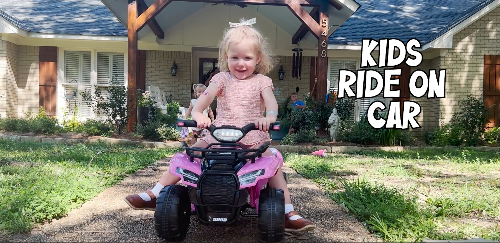 thumbnail video image 2 of Kids 4-Wheeler Quad ATV, 6V Battery Powered Toddler Ride on Toys with Music & Lights, 1.2MPH Max Speed, for Ages 18-36 Months, Pink, 2 of 8