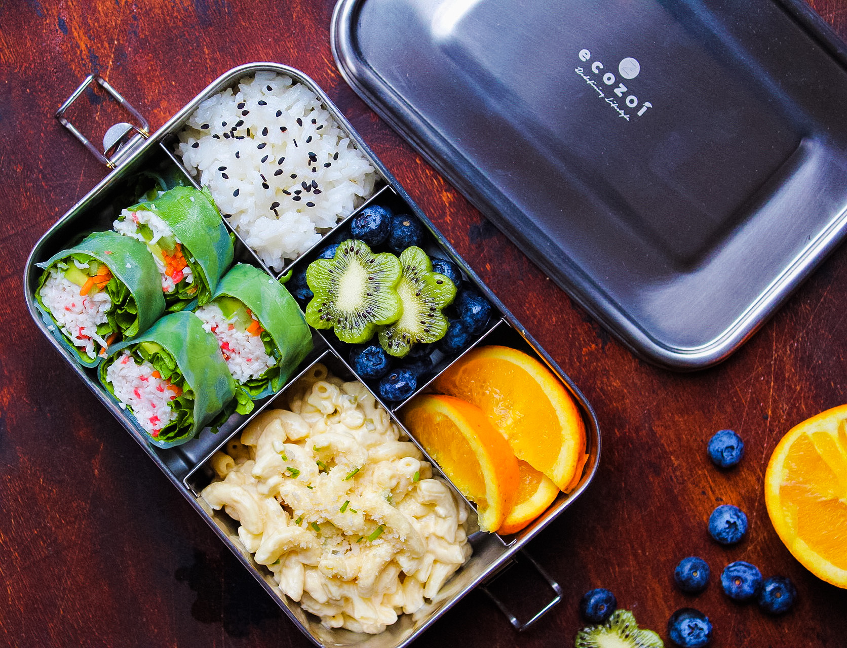 thumbnail video image 2 of Stainless Steel Lunch Box, 5 Compartment, Leak Proof, 50 Oz, 2 of 7