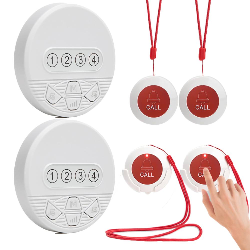 thumbnail video image 2 of Medical Alert Caregiver Pager System LED Number Display Emergency Alert Button for Seniors Elderly Disabled Home Hospital Clinic (SJ-CP4+HG1+2+4), 2 of 7